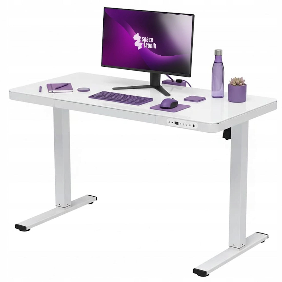 Electric Desk Adjustable 140x60cm Lifting capacity 80kg DRAWER USB-A/C white