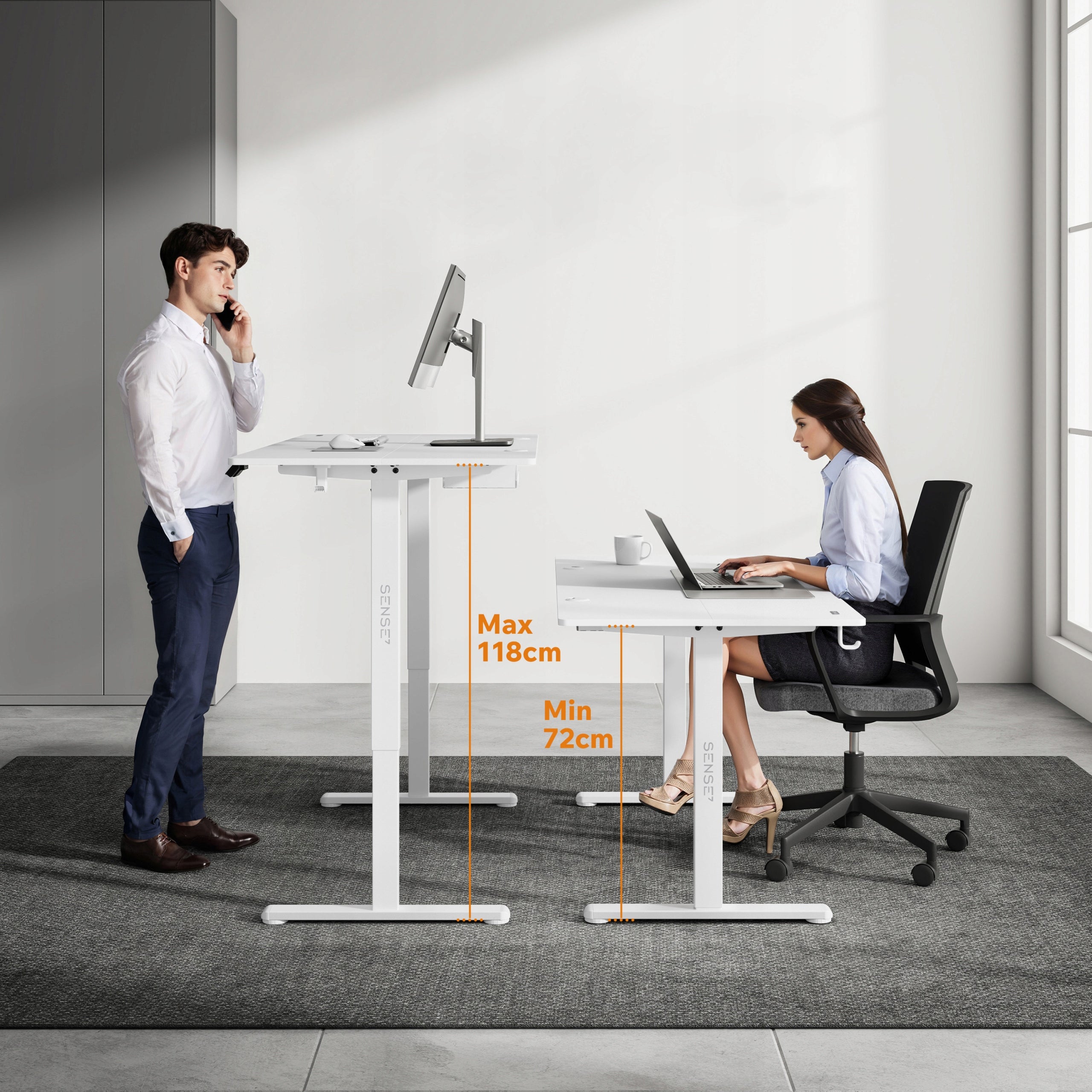 Electric Desk Adjustable 140x70cm Height Adjustment 72-118cm SENSE7 Manufacturer code 13258028