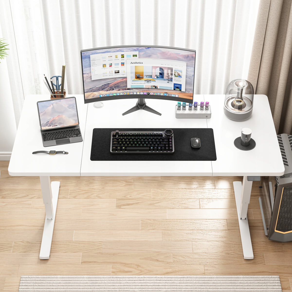 Electric Desk Raised White 160 cm Adjustable MODERN 72-118 cm EAN (GTIN) 5904890432109