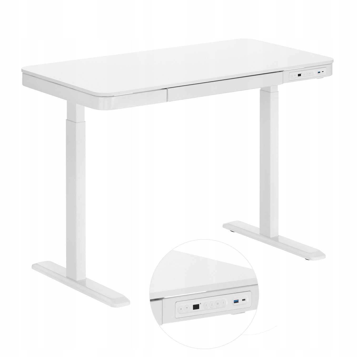 Electric Desk with Drawer 120x60 White Adjustable Raised Astrid