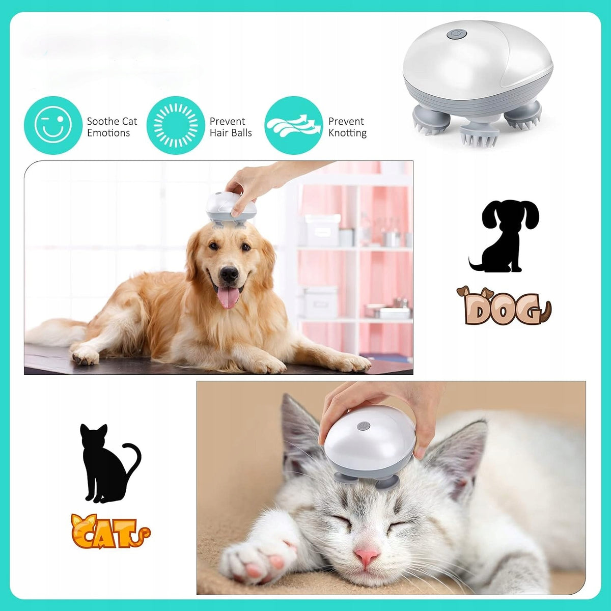 Electric Dog Cat Massager Wireless Quiet for Body Head White Medical device no