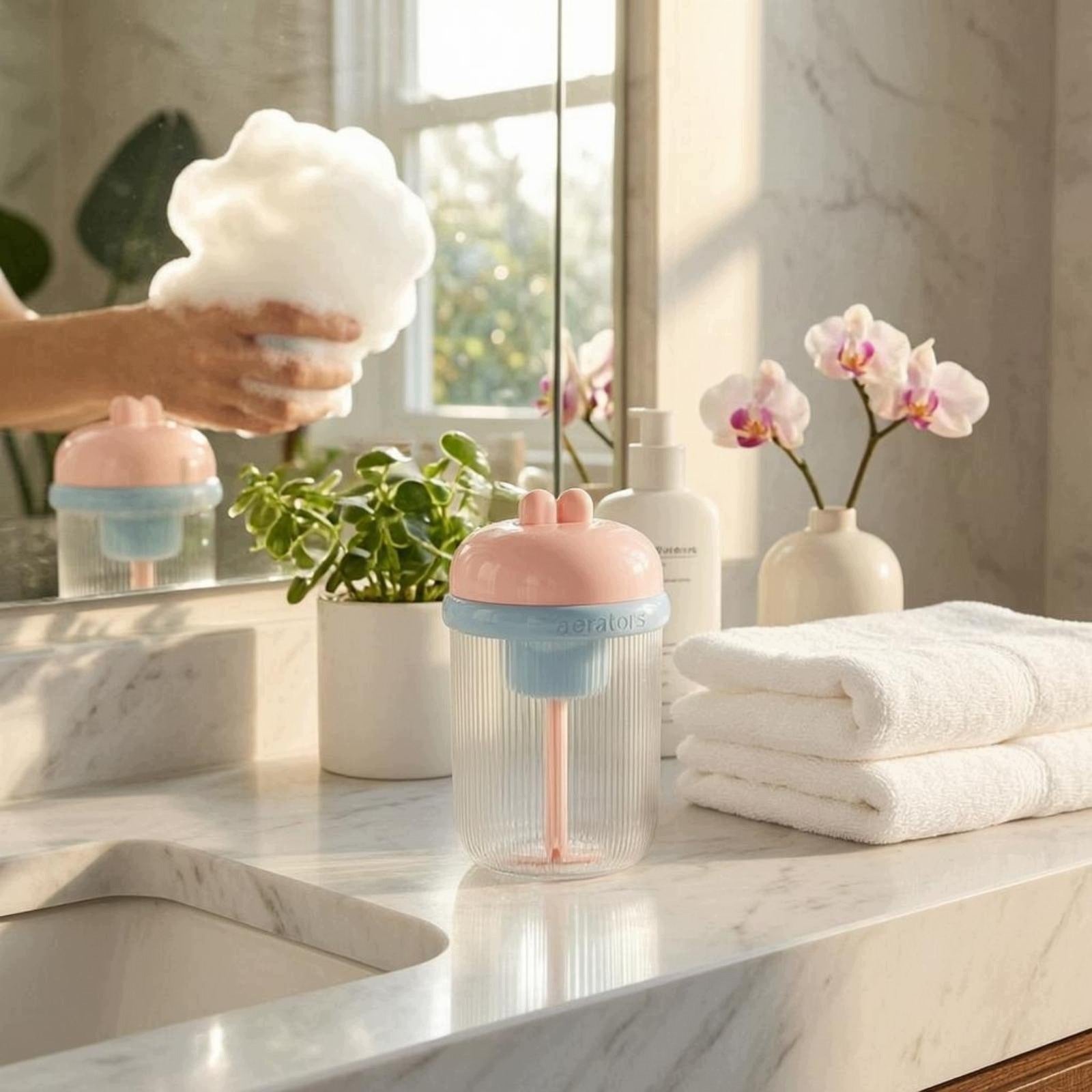 Electric Foaming Container Space Saving Electric Foam Generator Easy Pink Medical device no