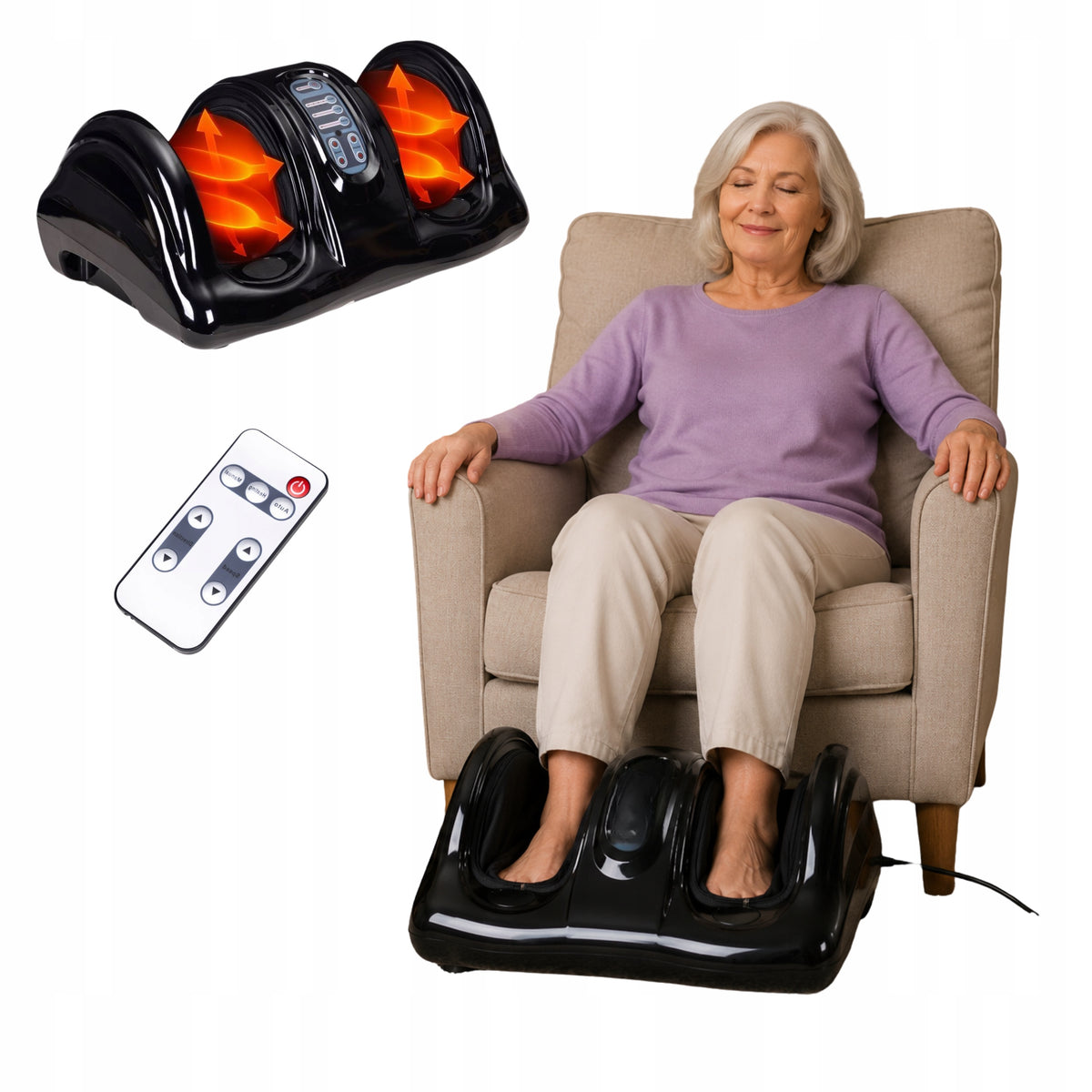 Electric Foot Massager with Heating Function and Remote Control for Gift Packaging status original