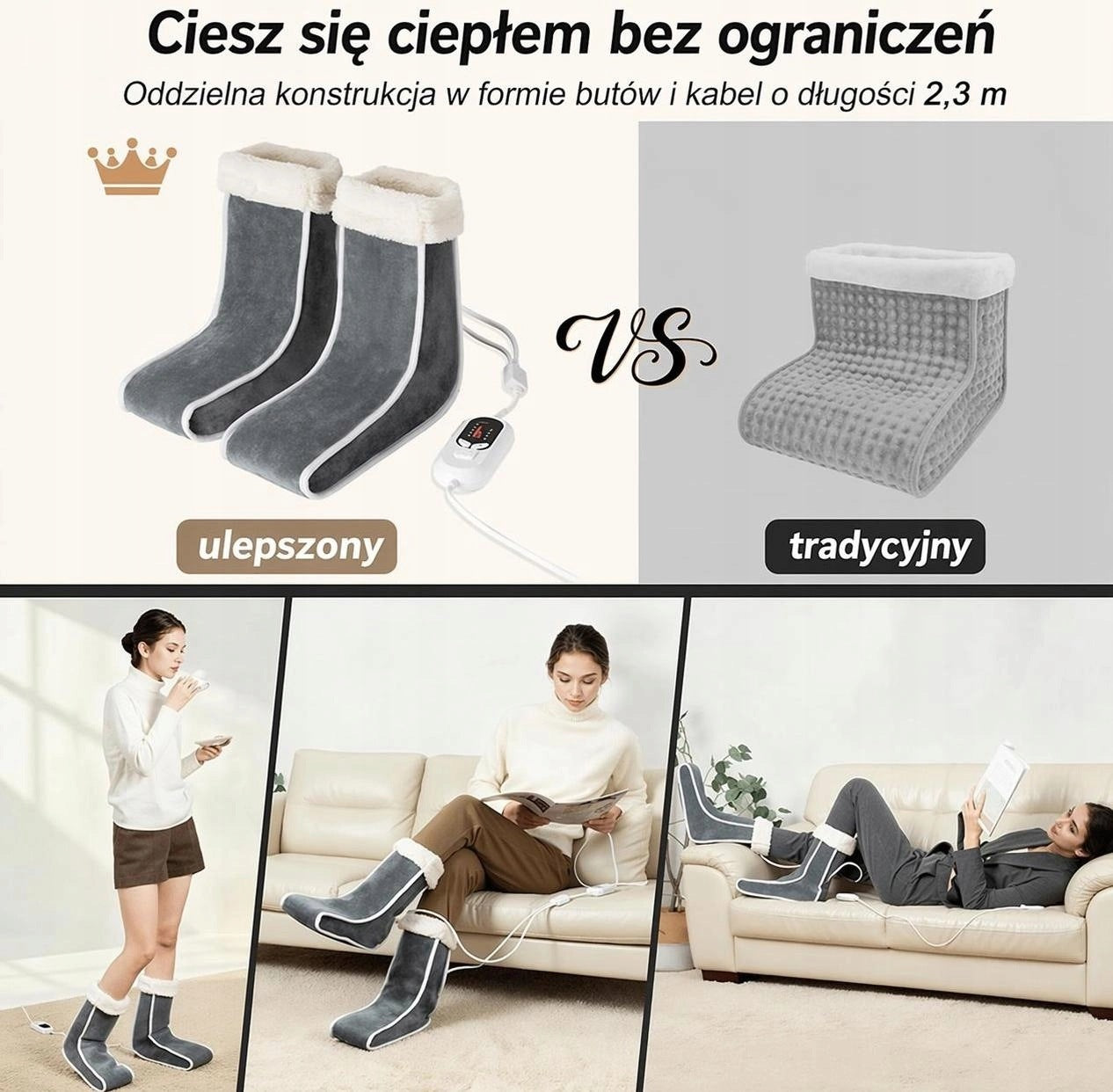 Electric Foot Warmer 60°C Timer SCZND FT-02A Grey Medical device no