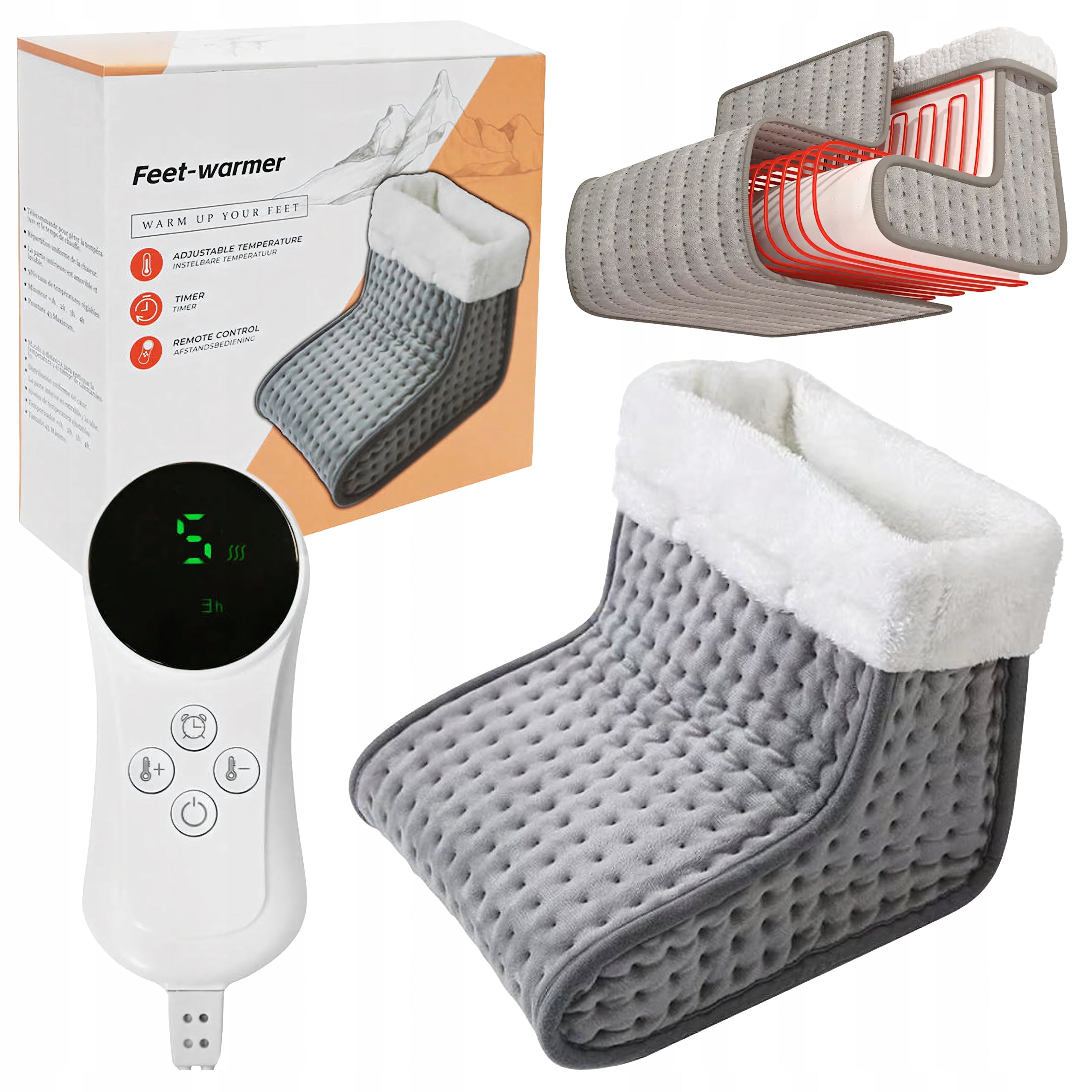 Electric Foot Warmer Leg Warmer with Remote Control Soft 9 Levels