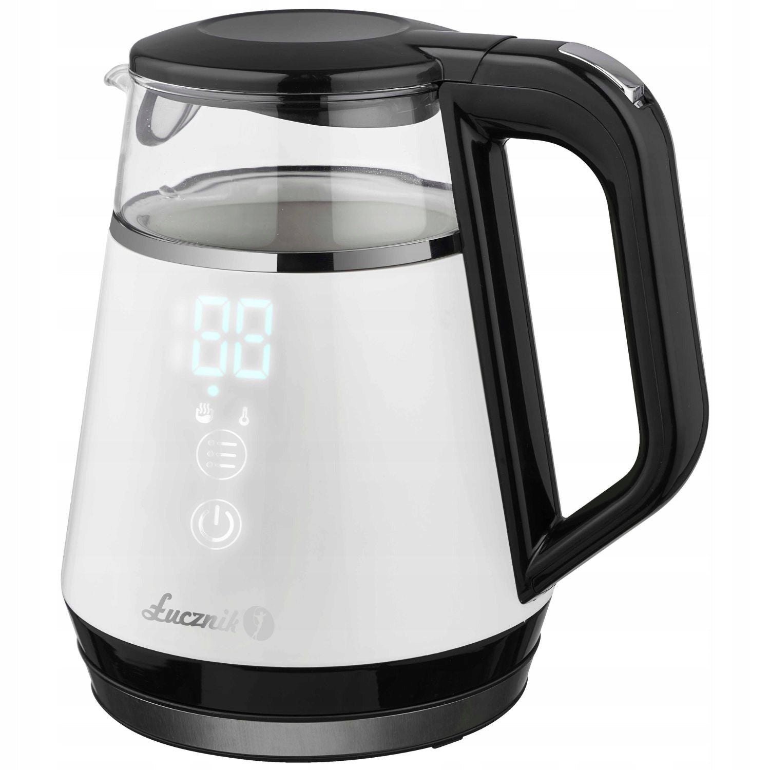 Electric Glass Kettle with Temperature Control ŁUCZNIK 1L Small White Brand Łucznik