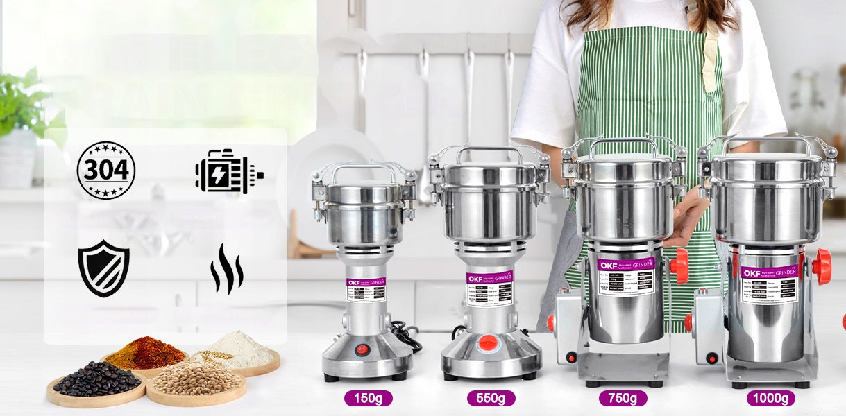 Electric Grain and Spice Grinder Stainless Steel 304 - 3000W - 1000g For coffee grinding spice grinding cereal grinding
