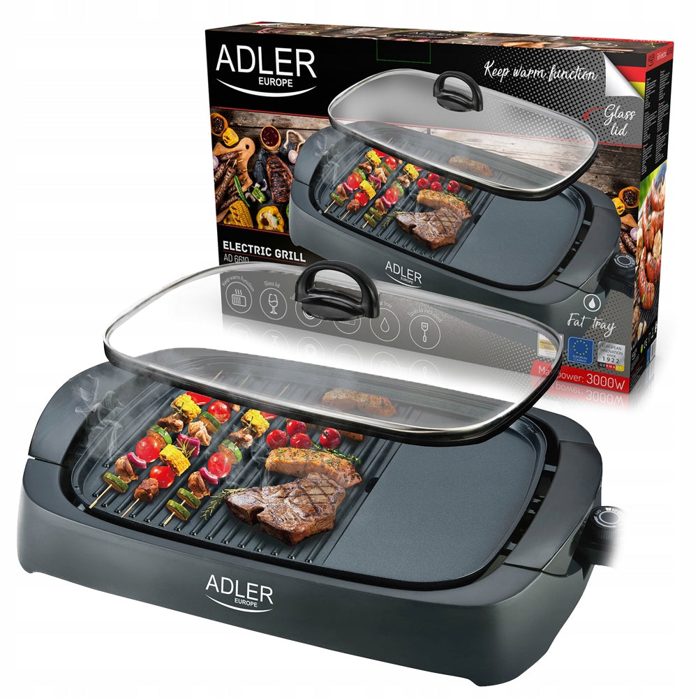 Electric Grill 3000W Large Plate Fluted Flat Cover Spatula