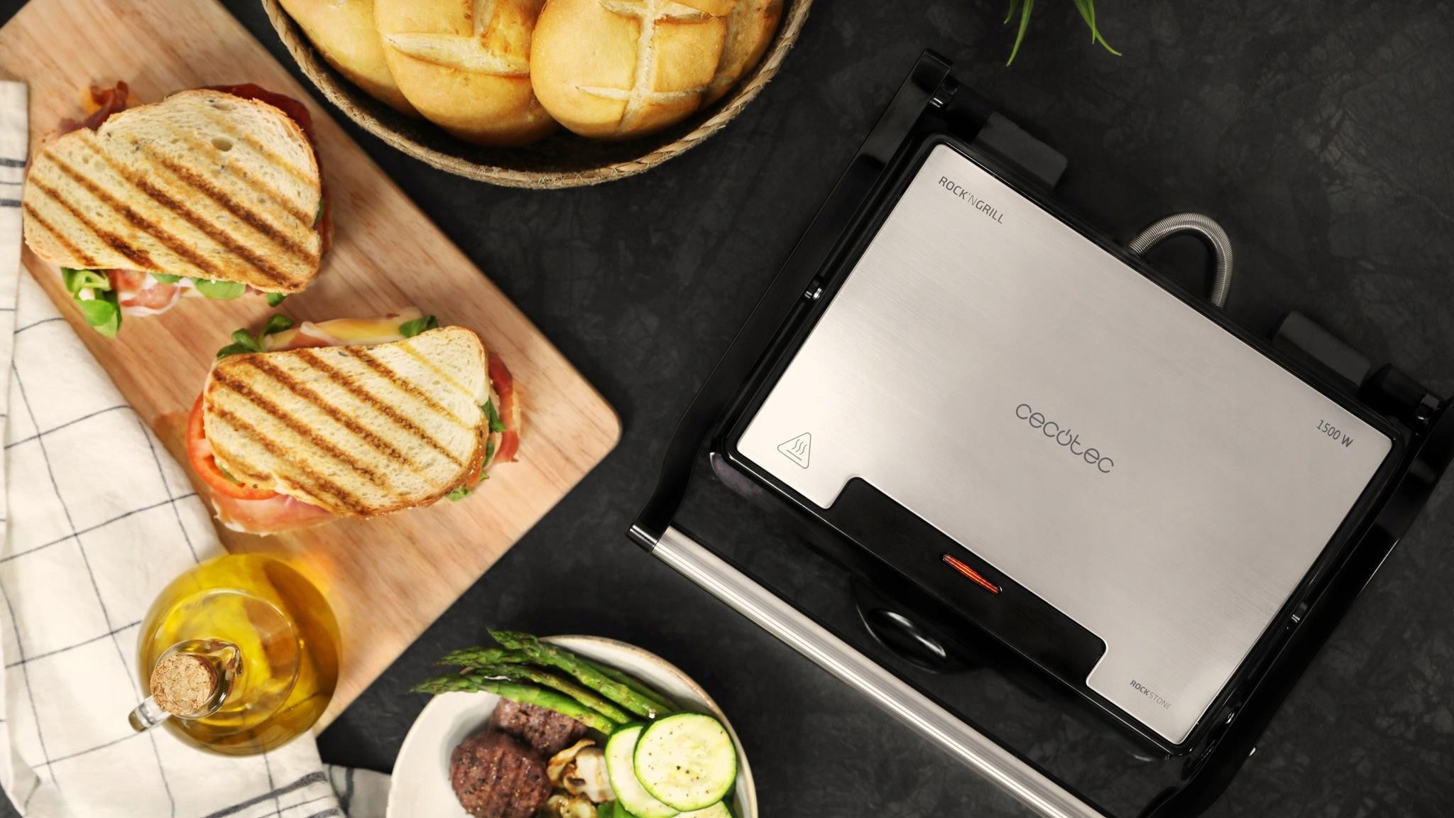 Electric Grill Contact Cecotec Rock'nGrill 1500 Rapid 1500W Silver Dominant color silver/gray
