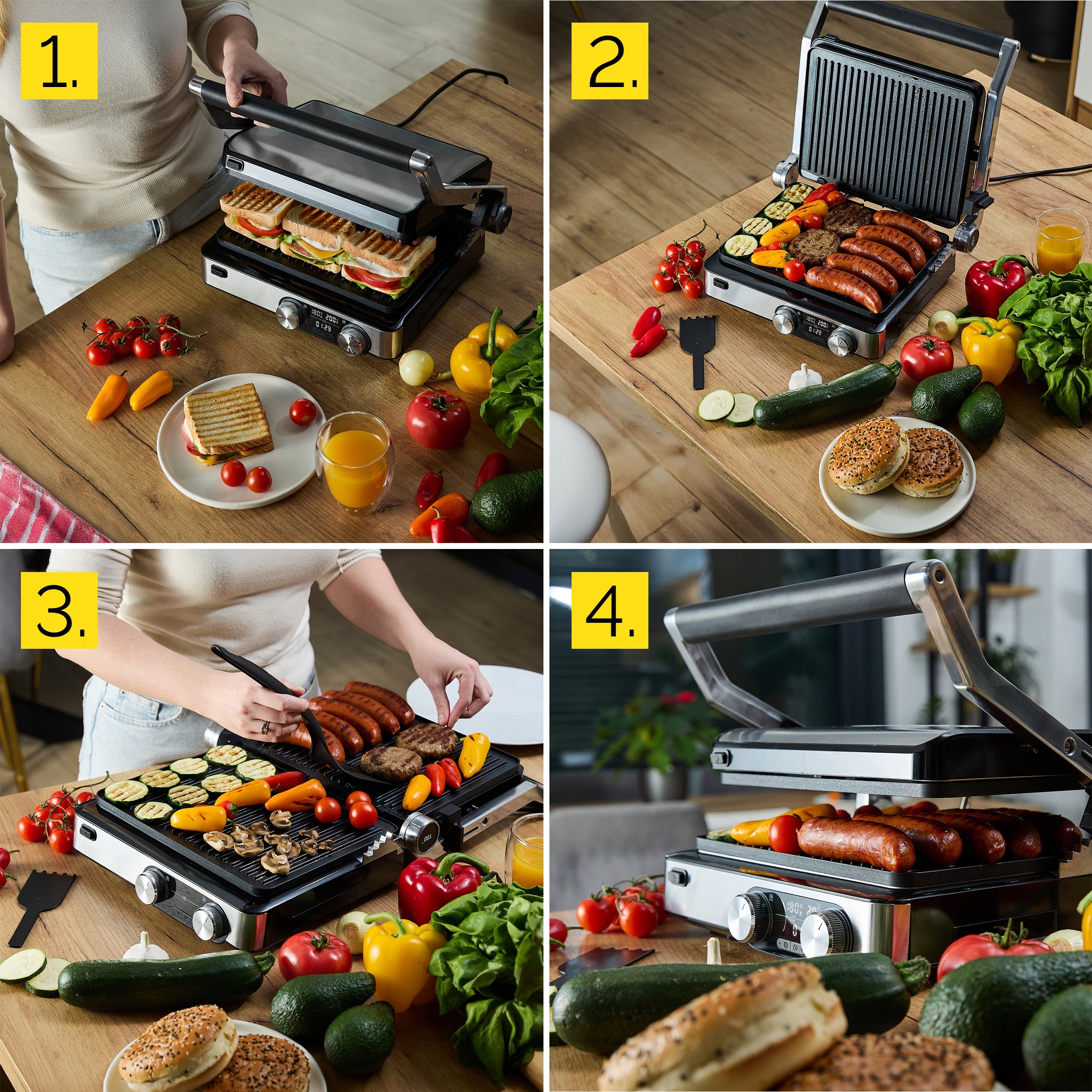 Electric Grill Contact Yoer 2000W + Time and Temperature Programmer Power rating 2000 W