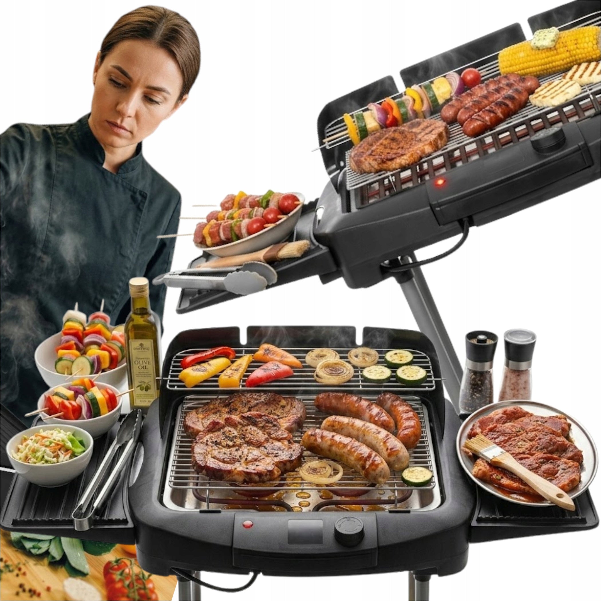 Electric Grill Folding Standing BALCONY GARDEN TERRACE AND FOR KITCHEN 2800W
