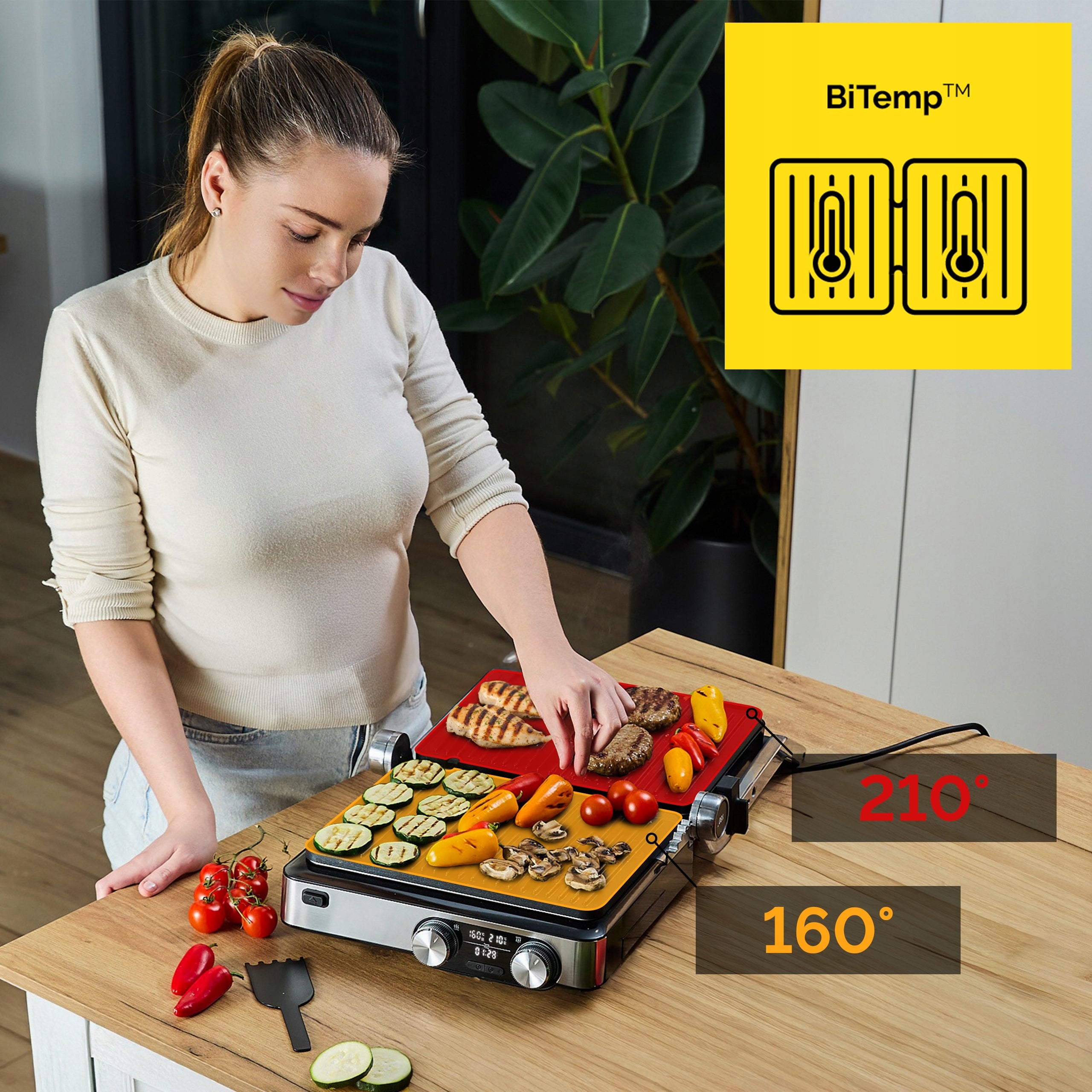 Electric Grill Panini Toaster Yoer 2000W + Time and Temp Programmer Model Panino EG02S
