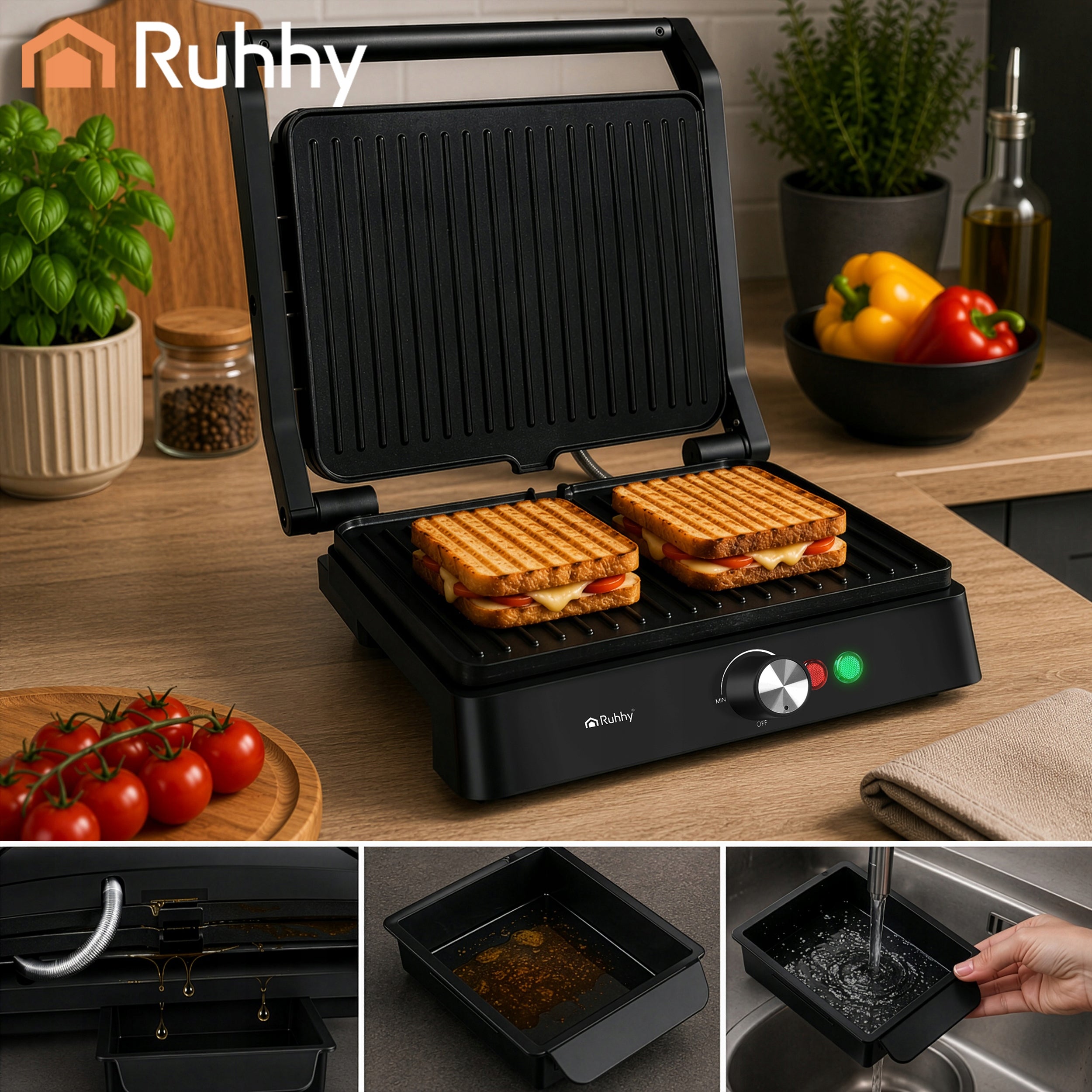 Electric Grill Toaster Folding 2000W Contact Temp. Brand no brand