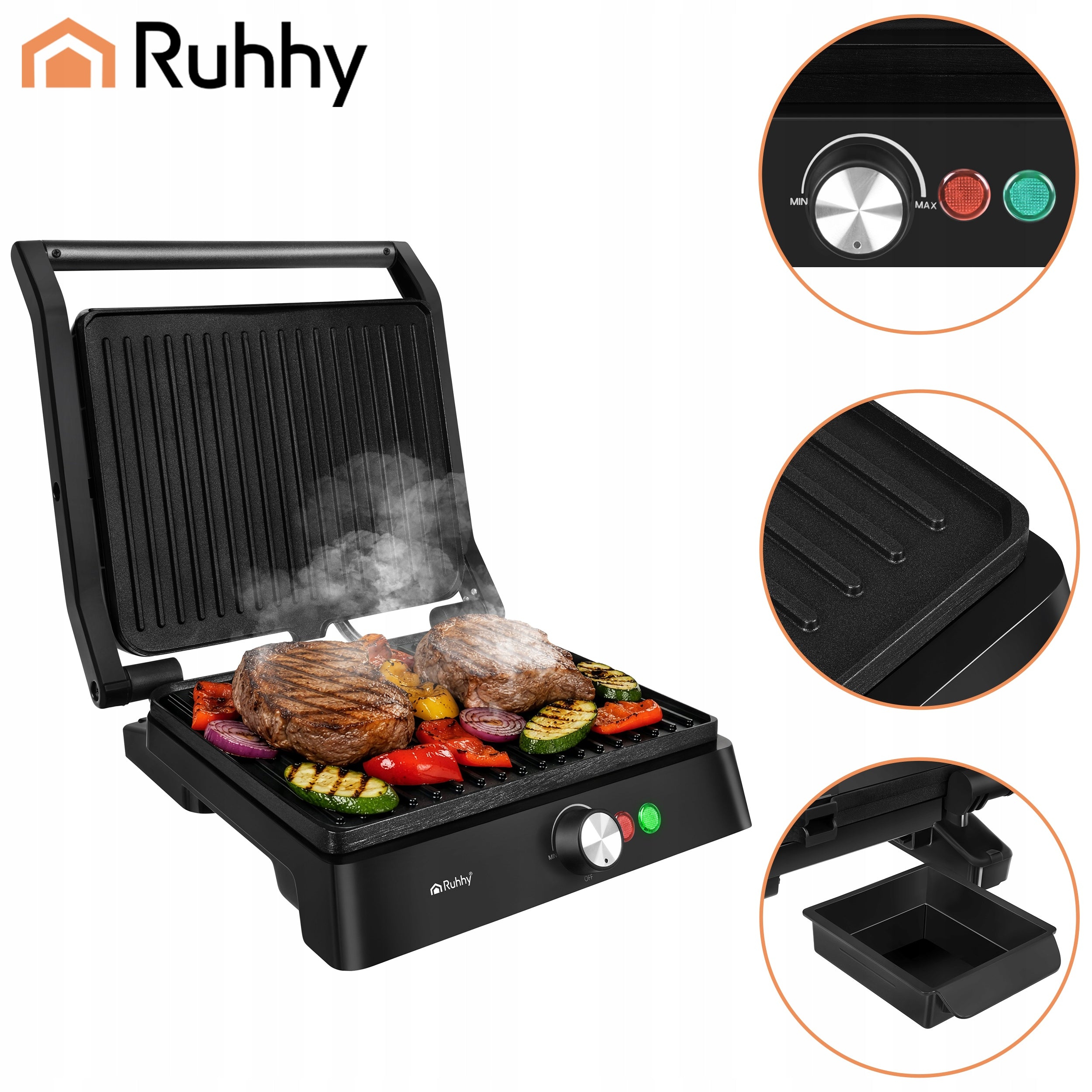 Electric Grill Toaster Folding 2000W Contact Temp. Power rating 2000 W