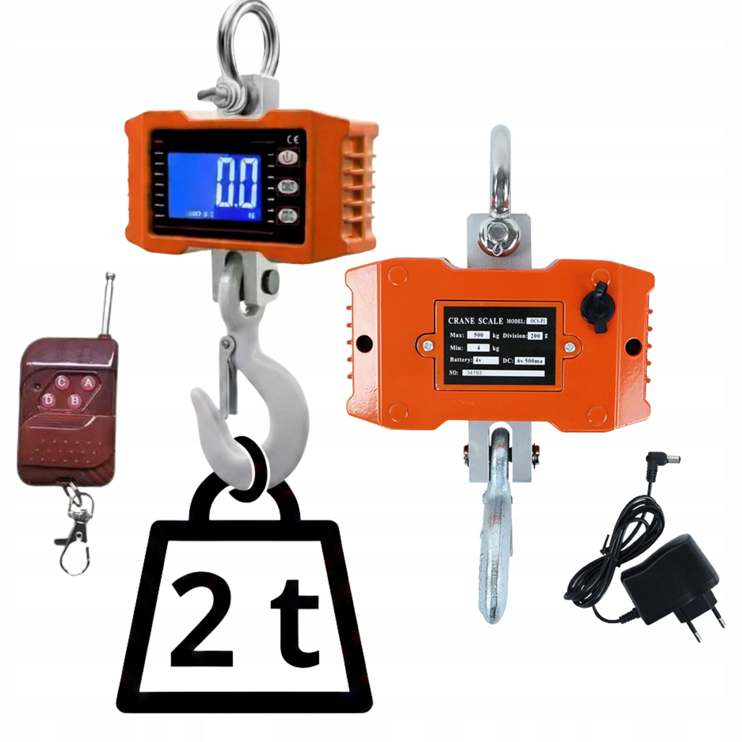 Electric Hanging Storage Hook Scale 2T Tony 2000kg LCD Hook BIG BAG