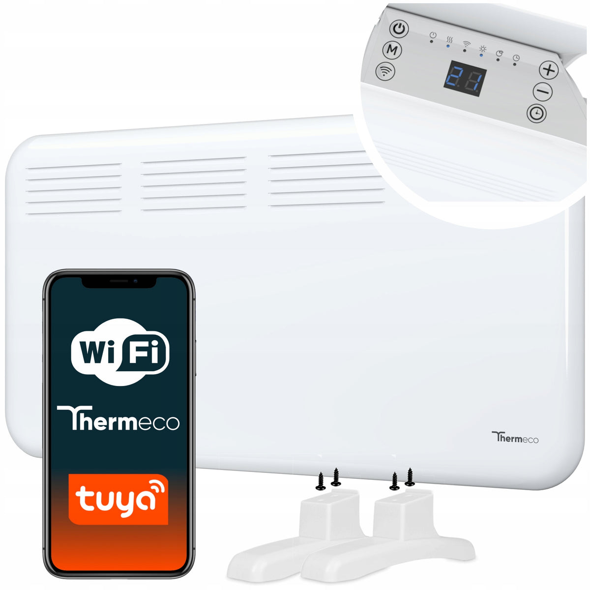 Electric Heater Energy Efficient Wall Convector 2000W White Wifi