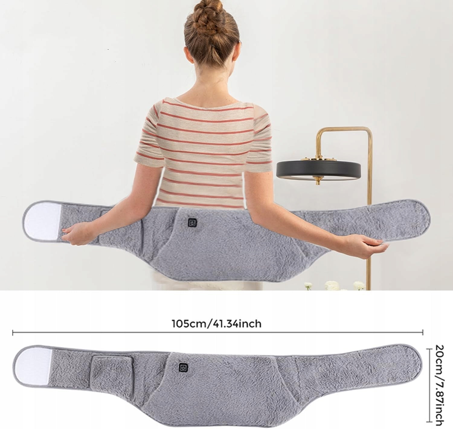 Electric Heating Belt on Belly Back 3 Temperature Levels Color gray