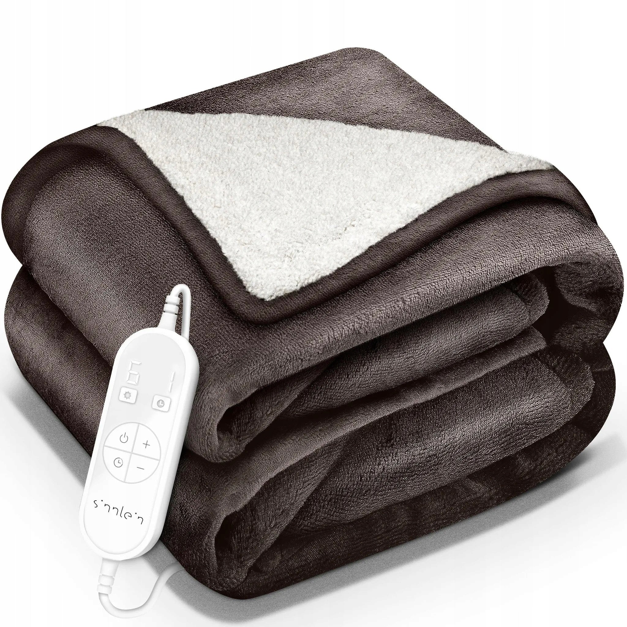 Electric Heating Blanket 180x130 cm 9 Levels Warm Timer Sherpa Bronze