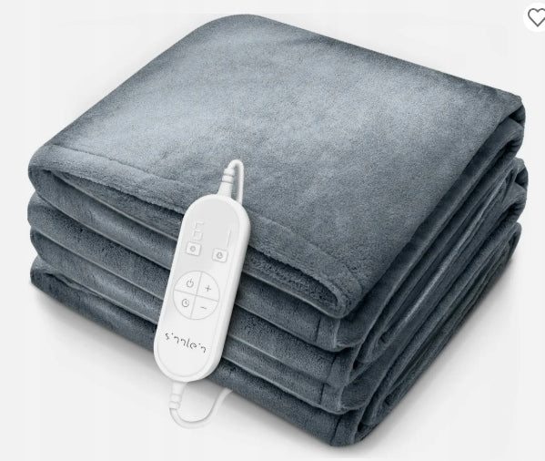 Electric Heating Blanket Large Plush 180 x 130cm 120W Light Grey