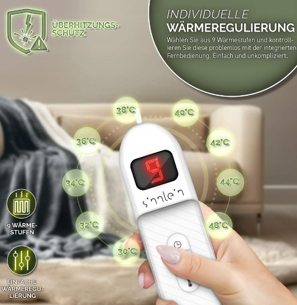 Electric Heating Blanket Plush Heated LCD 160x120 cm black TIMER Medical device no