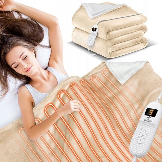 Electric Heating Blanket with Automatic Shutdown 160x120cm Beige
