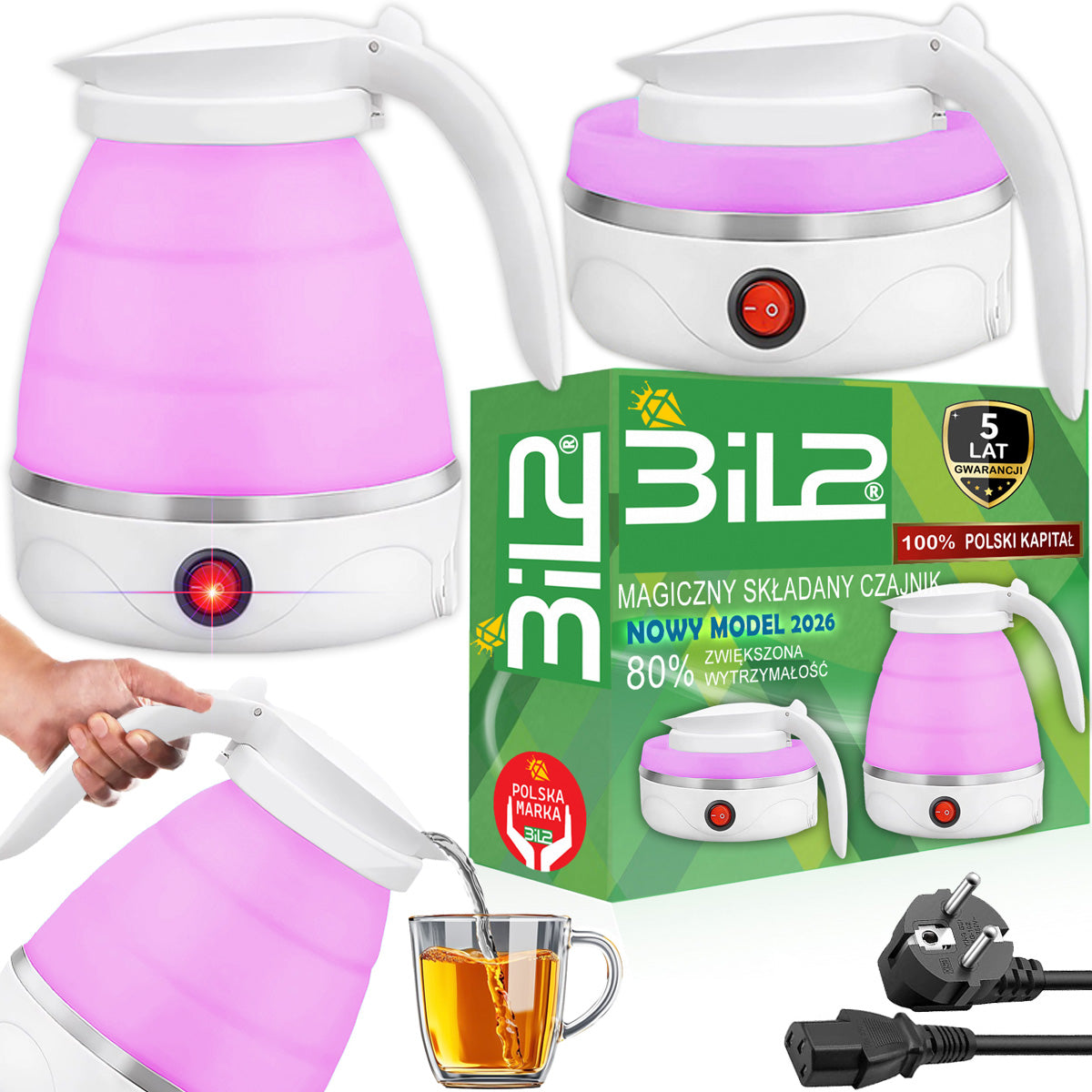 Electric Hiking Kettle 0,6L 600W Foldable Travel Portable BiL2