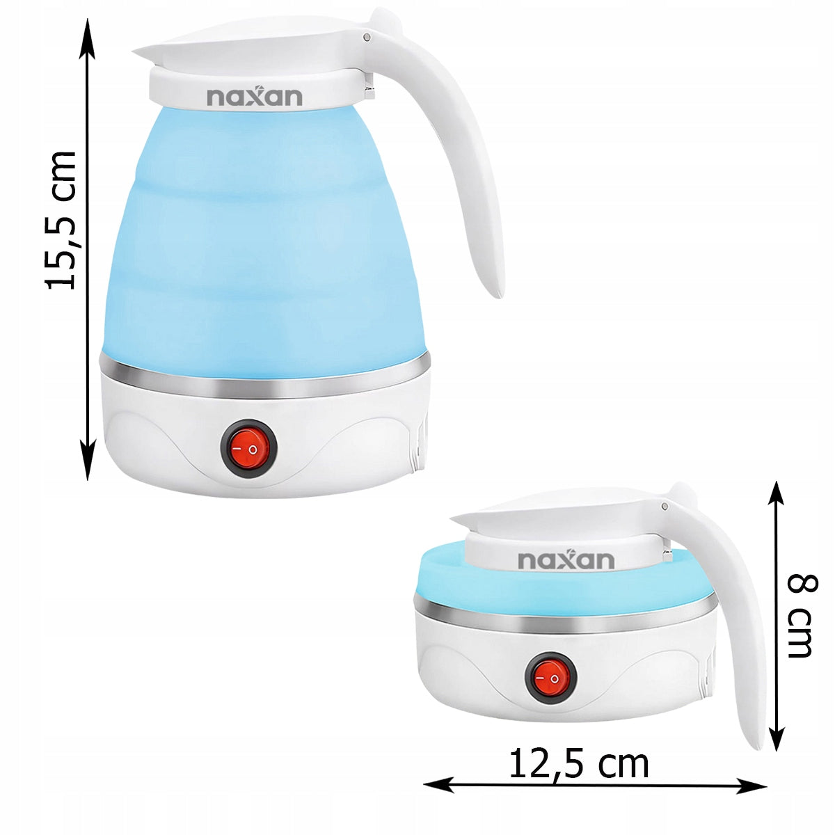 Electric Hiking Kettle 0,6L 600W Foldable Travel Portable Naxan Packaging status original