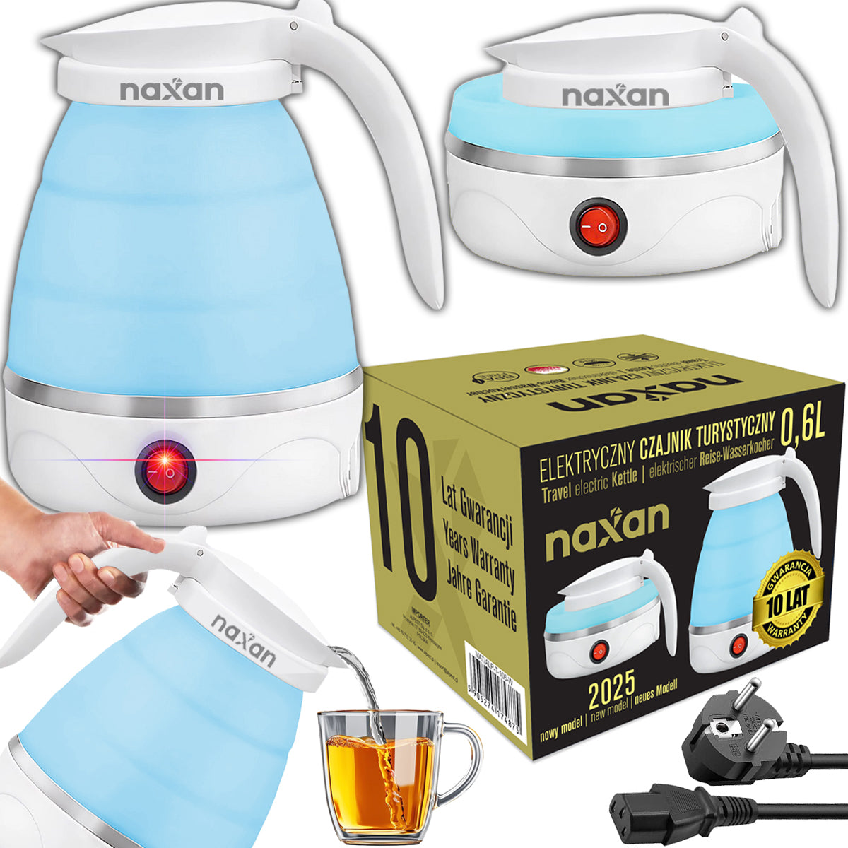 Electric Hiking Kettle 0,6L 600W Foldable Travel Portable Naxan