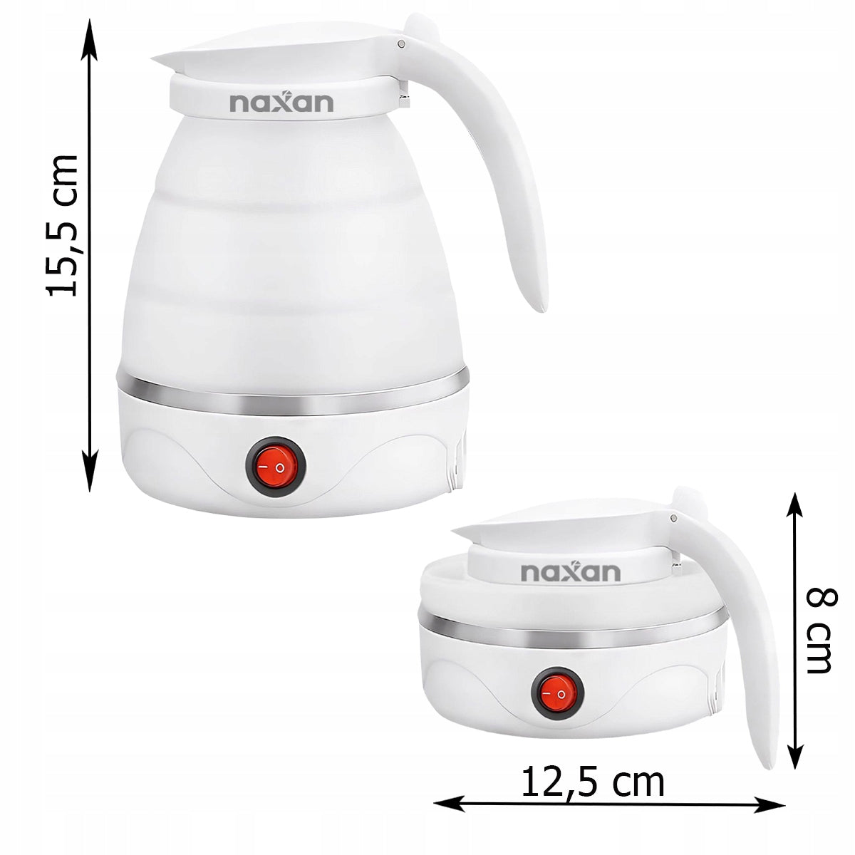 Electric Hiking Kettle 0,6L 600W Folding Travel Small Flat Brand naxan