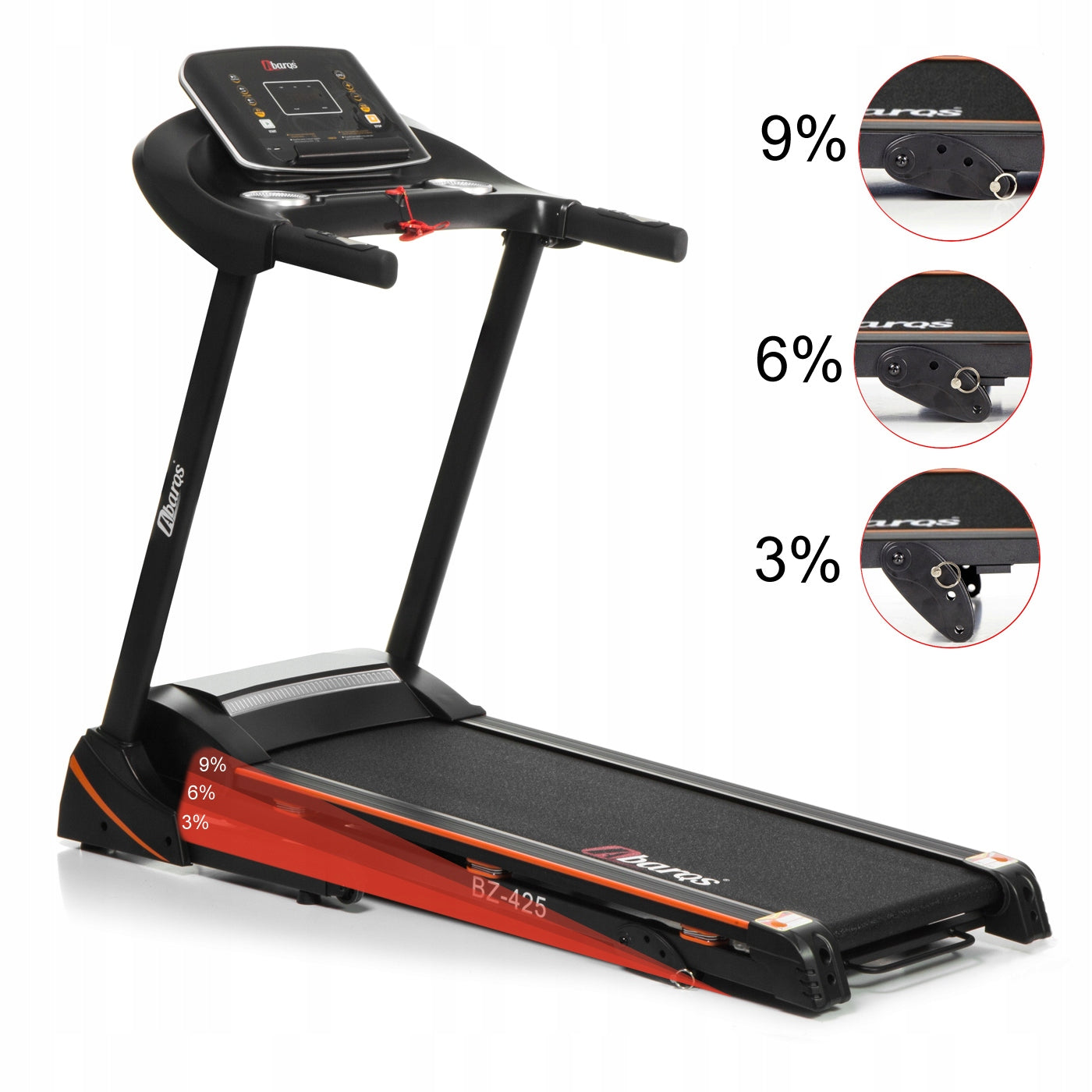 Electric Home Treadmill 17km/h 130kg Training Belt 42cm 3KM Cushioning Additional features Bluetooth speakers keyboard shortcuts safety key transport wheels place for water bottle place for mobile phone/tablet foldable training programs tilt angle adjustment touch sensors headphone jack USB port display