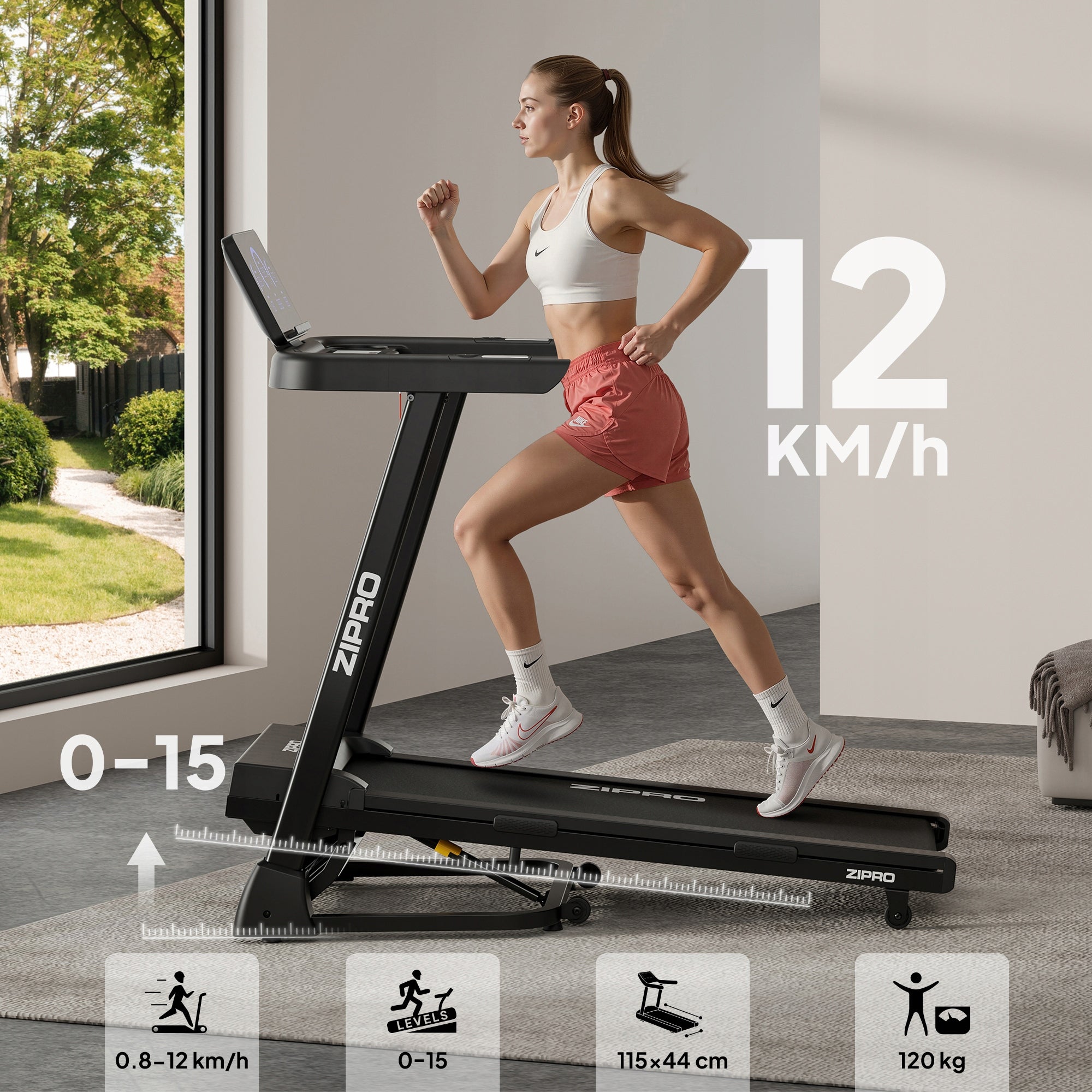 Electric Home Treadmill Folding Luma Belt Inclination Shock Absorption Zipro Packaging status original