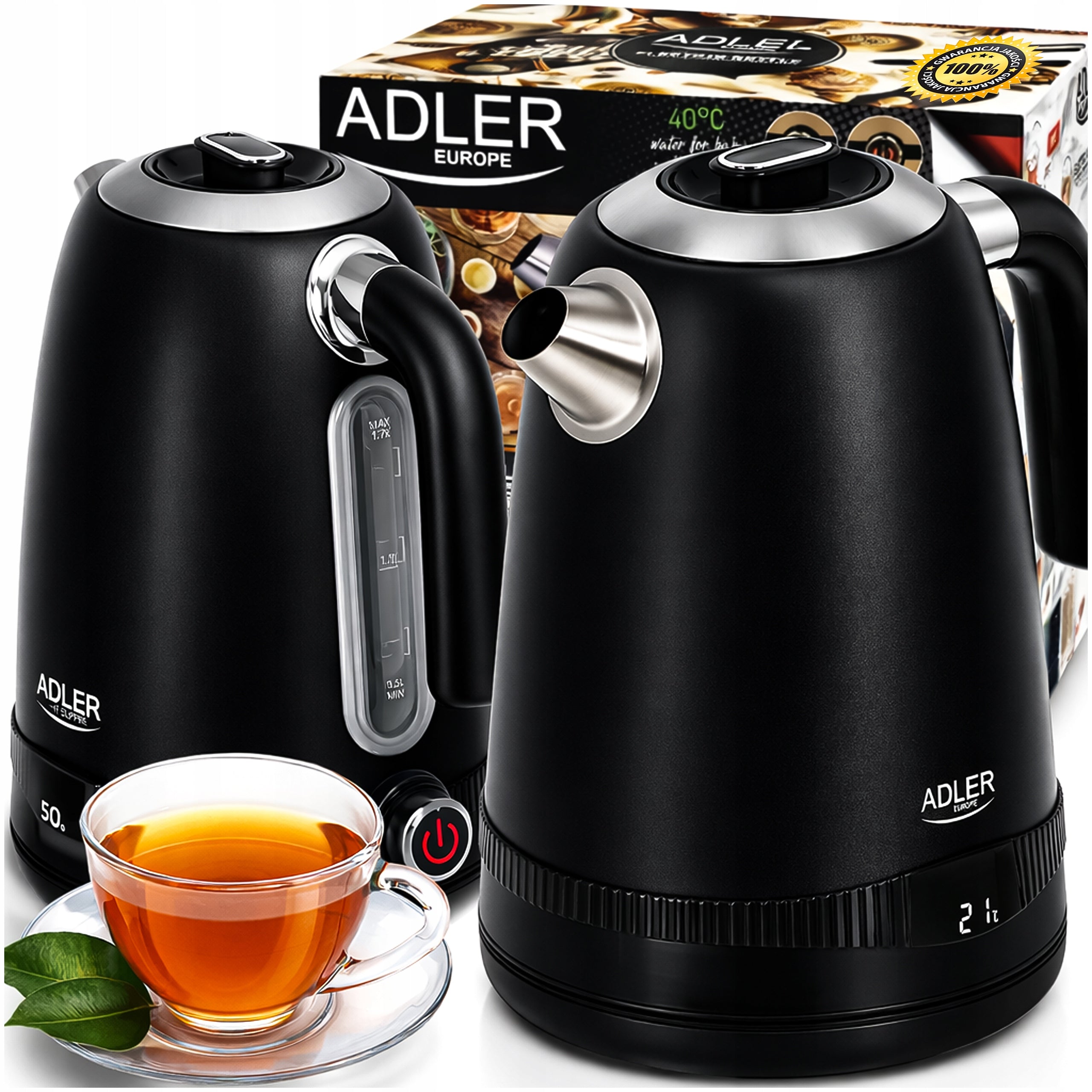 Electric Kettle 1,7L Temperature Control Metal STAINLESS STEEL