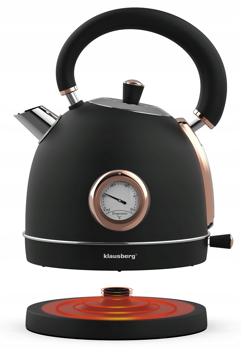 Electric Kettle 1.8L with Thermometer RETRO Klausberg KB-7905 2200W Black Manufacturer code KB-7905