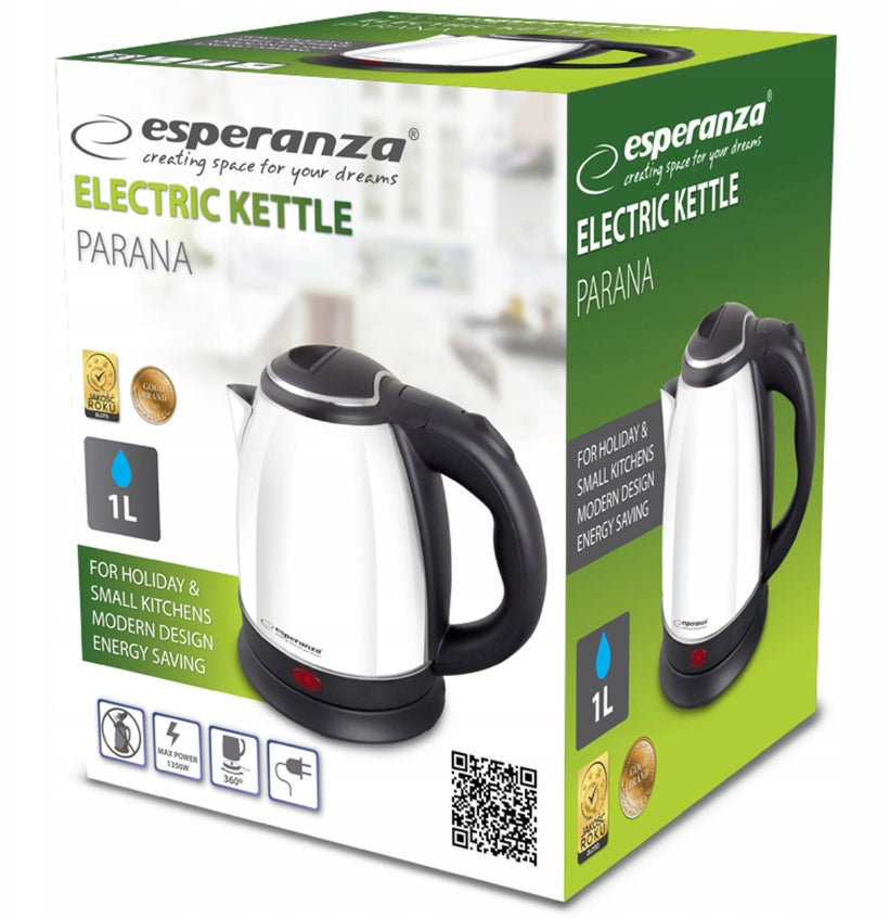 Electric Kettle ESPERANZA Parana 1.0 L White EKK128W Brand Esperanza