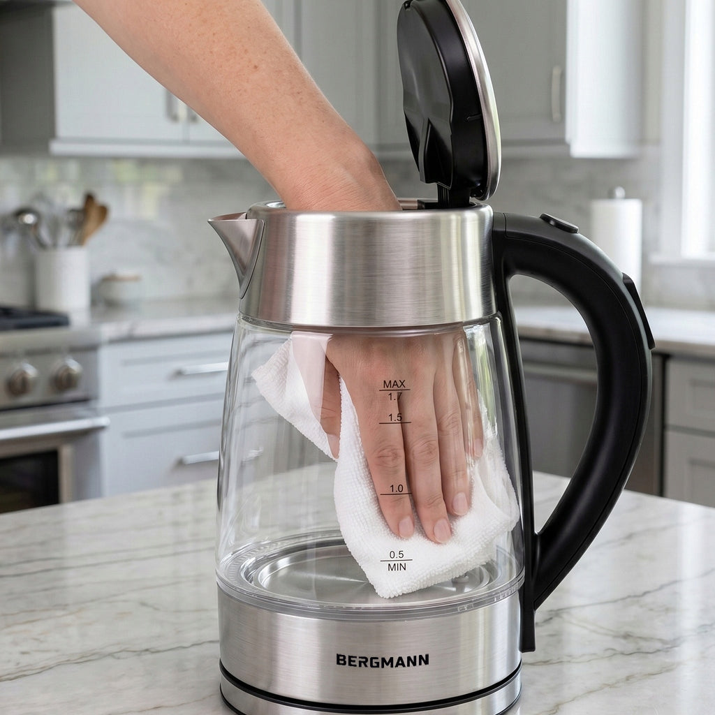 Electric Kettle Glass 1,7L BERGMANN 2200W ADJUSTABLE LED BACKLIGHT Model FR003