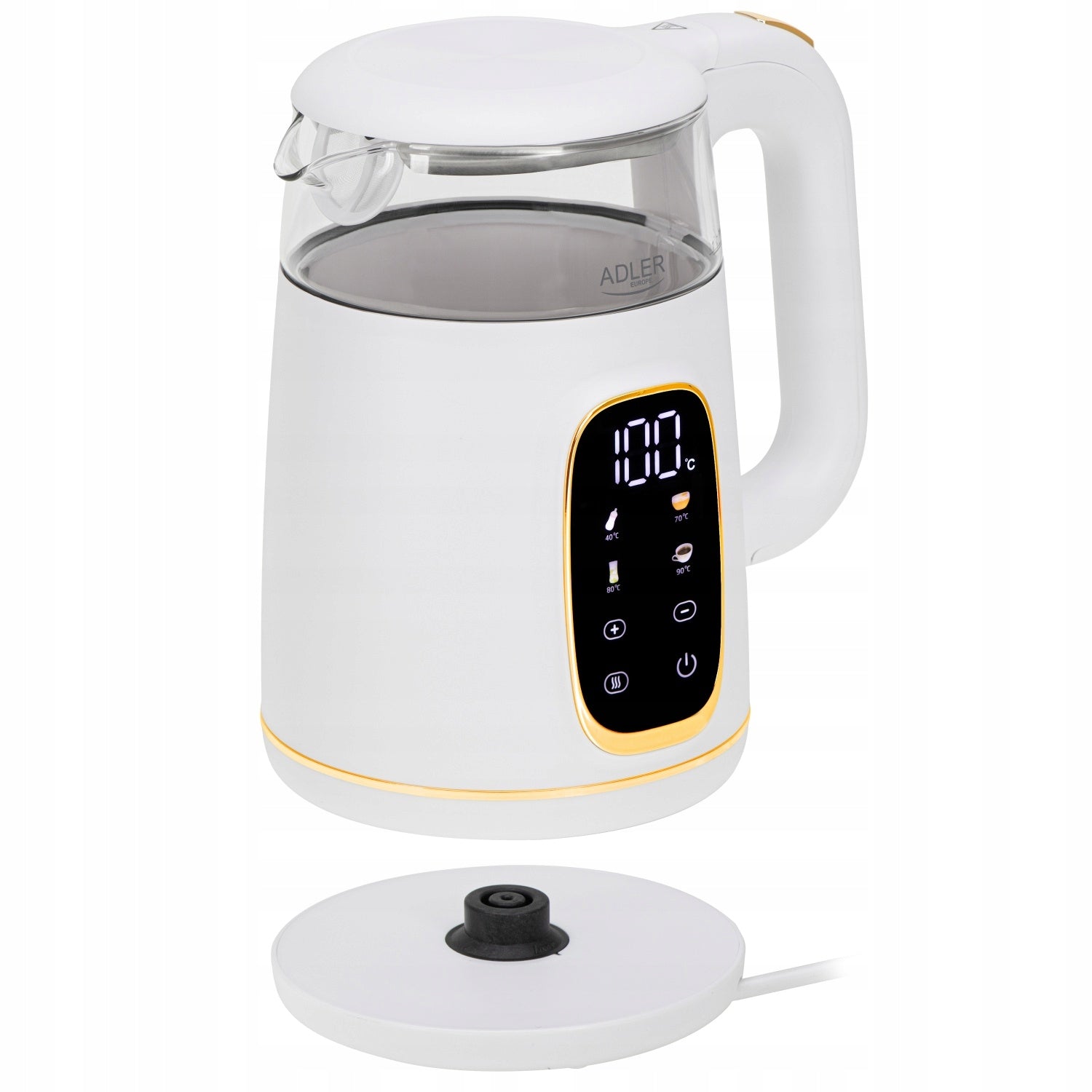 Electric Kettle Glass LED 1,7L 2200W Temperature Control Adler Brand ADLER