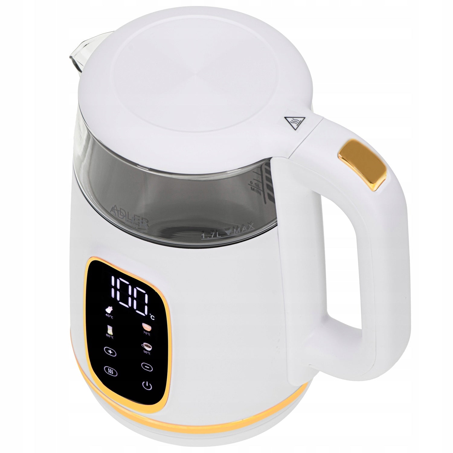 Electric Kettle Glass LED 1,7L 2200W Temperature Control Adler Model AD 1305WG