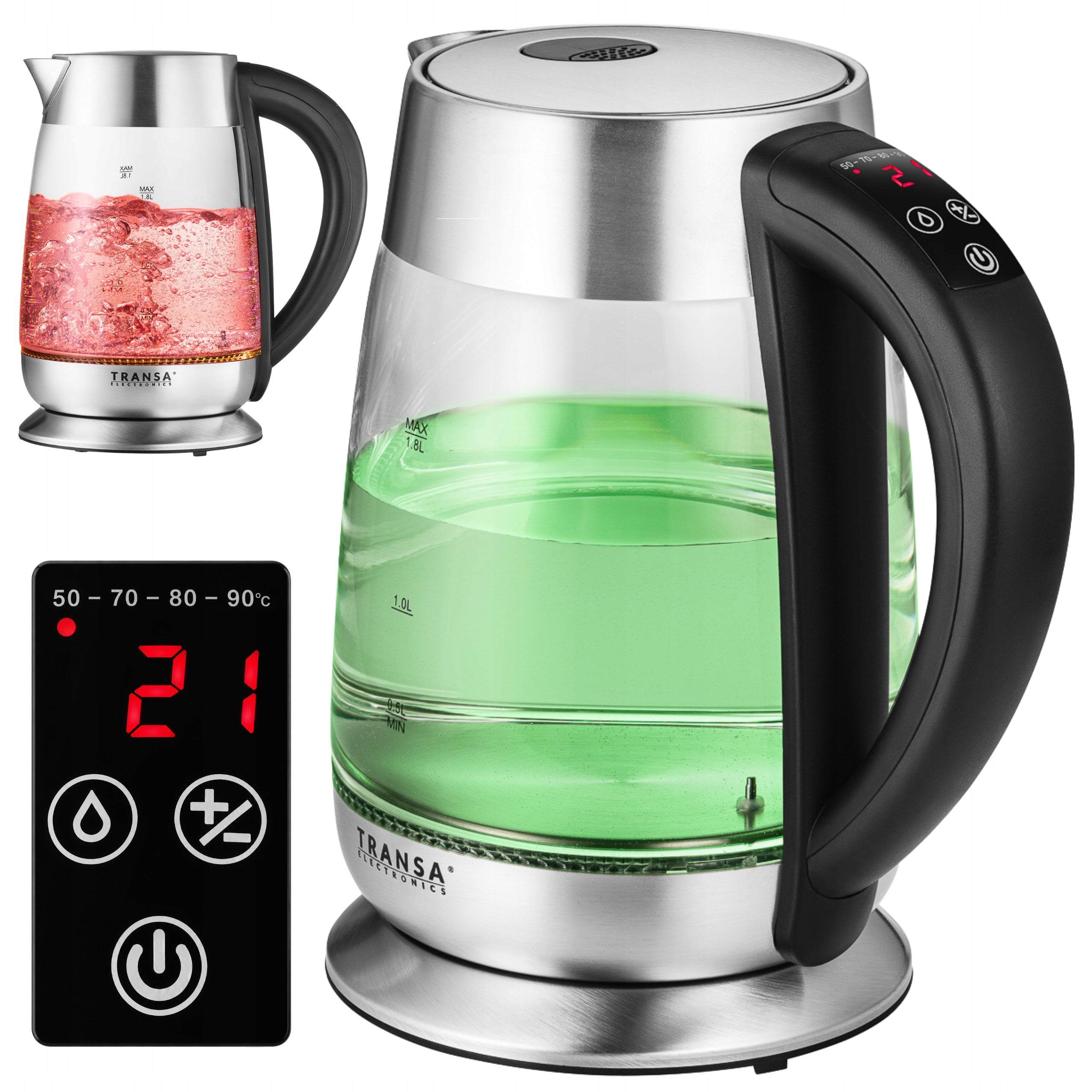 Electric Kettle Glass TEMPERATURE CONTROL LCD TOUCH PANEL 1,8 L