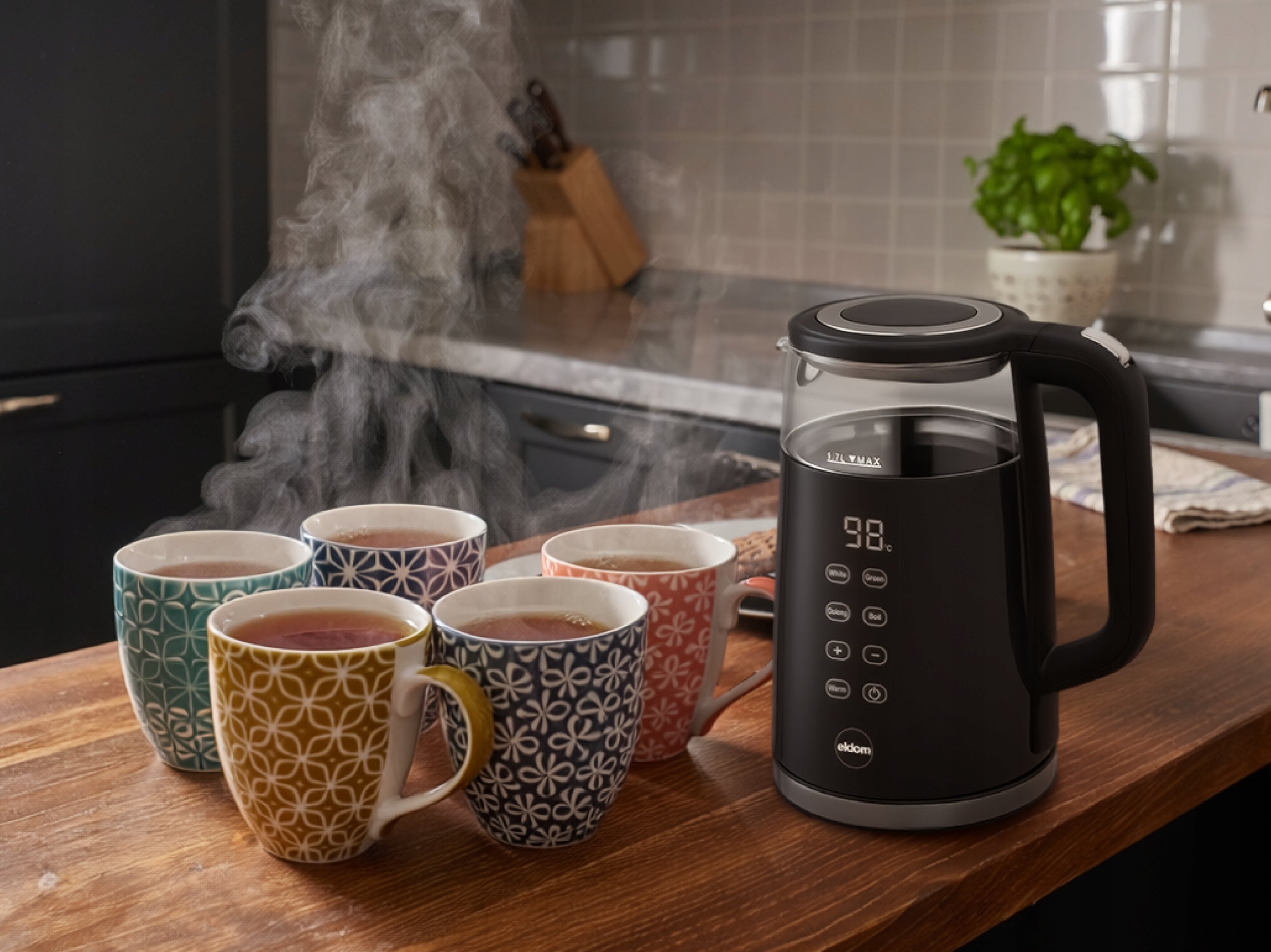 Electric Kettle Glass with Temperature Control 2200w 1,7l C530 LED Packaging status original