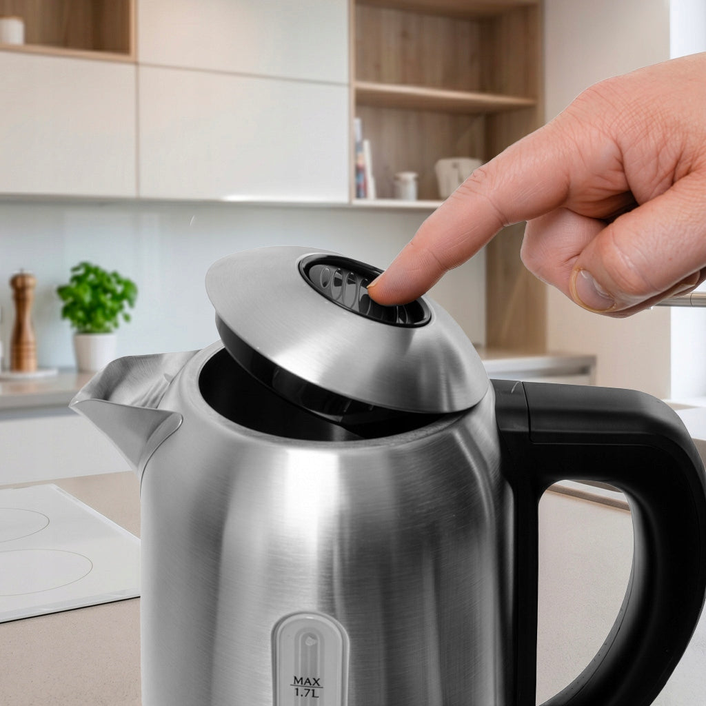 Electric Kettle Stainless Steel 1,7L BERGMANN 2200W Rotating Base Packaging status original