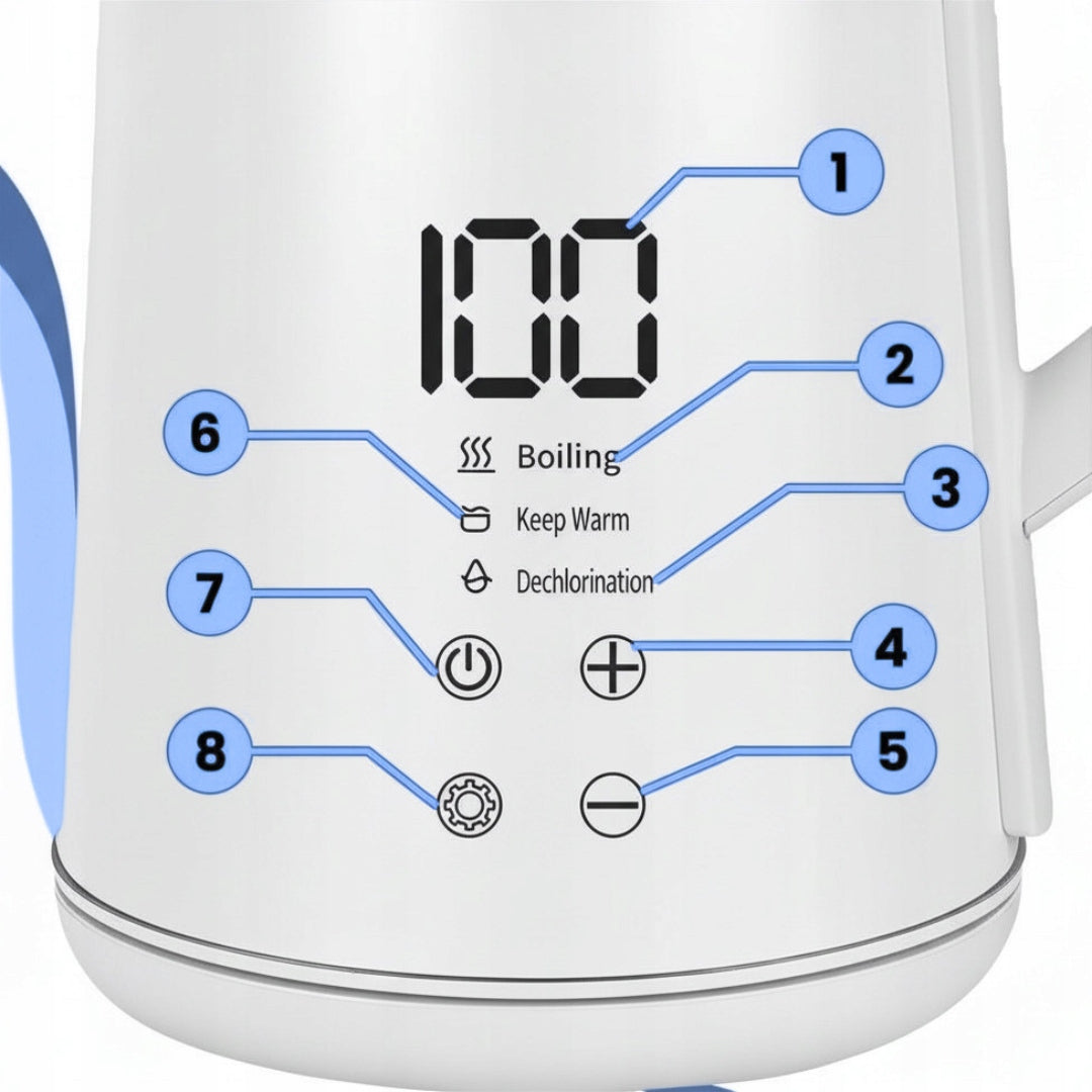 Electric Kettle Wireless 1,6 L Adjustable |Dechlorination |LED|White Capacity 1.6 l
