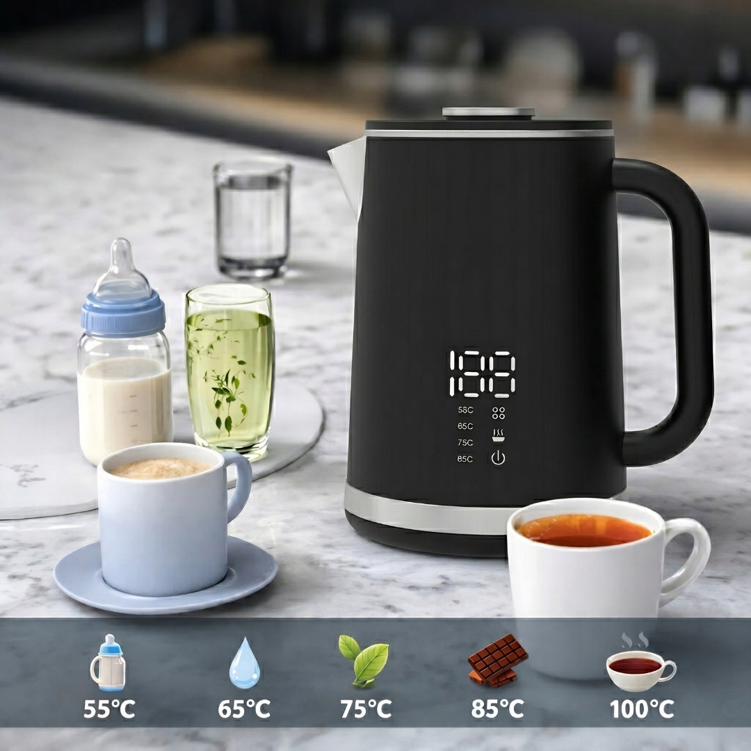Electric Kettle Wireless 1,6 L | Temperature control |LED|Black Model Bezprzewodowy | Regulacja | LED