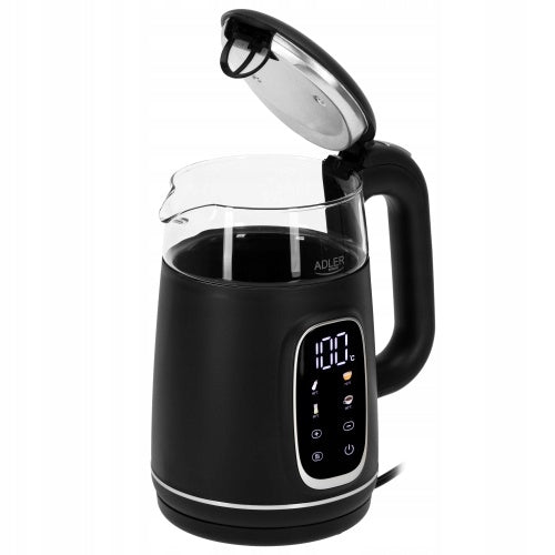 Electric Kettle Wireless Black Adjustable Temperature LED Glass Manufacturer code AD1305BS
