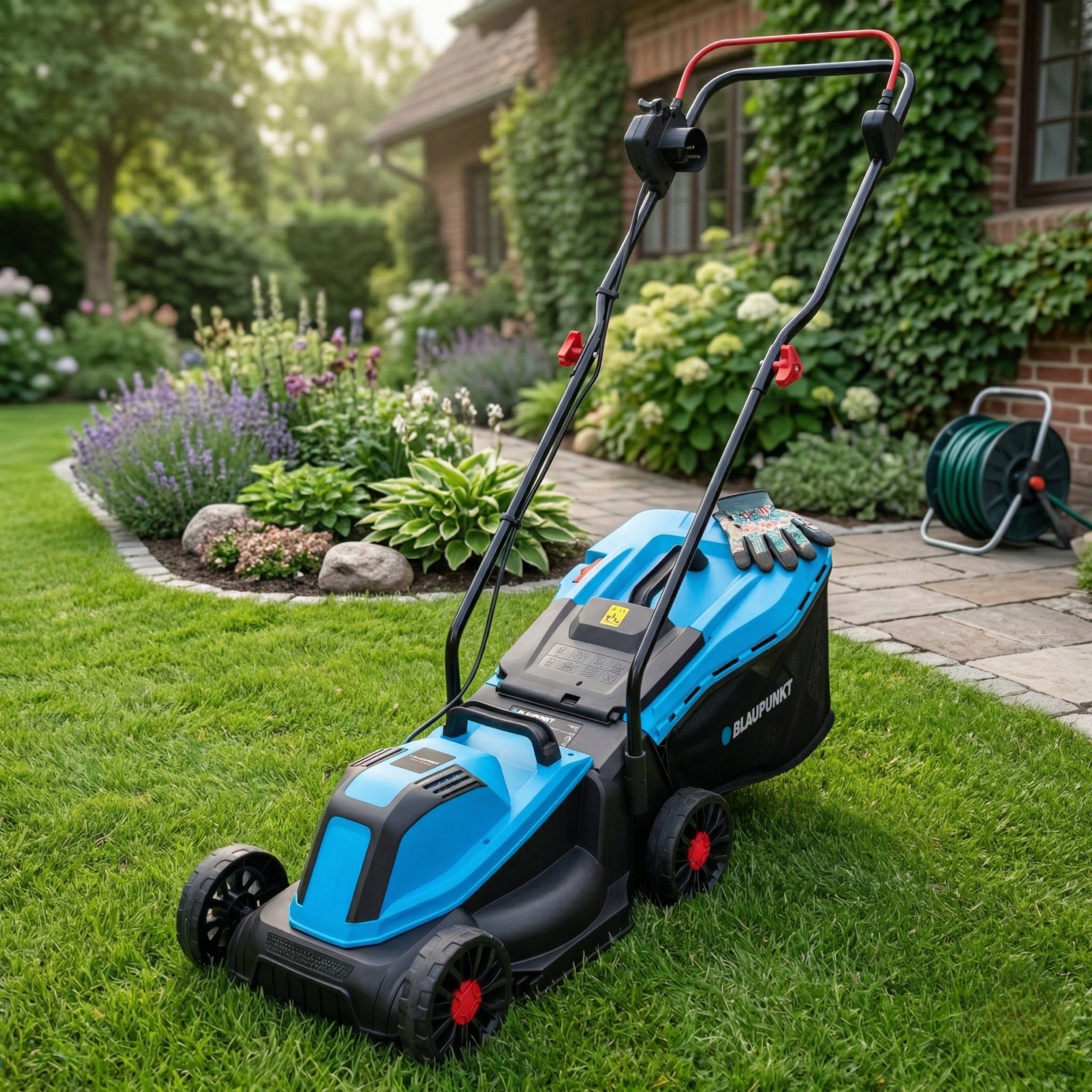 Electric Lawn Mower BLAUPUNKT 1800W 33cm LIGHTWEIGHT 35L Basket Adjustable Engine power 1300 W