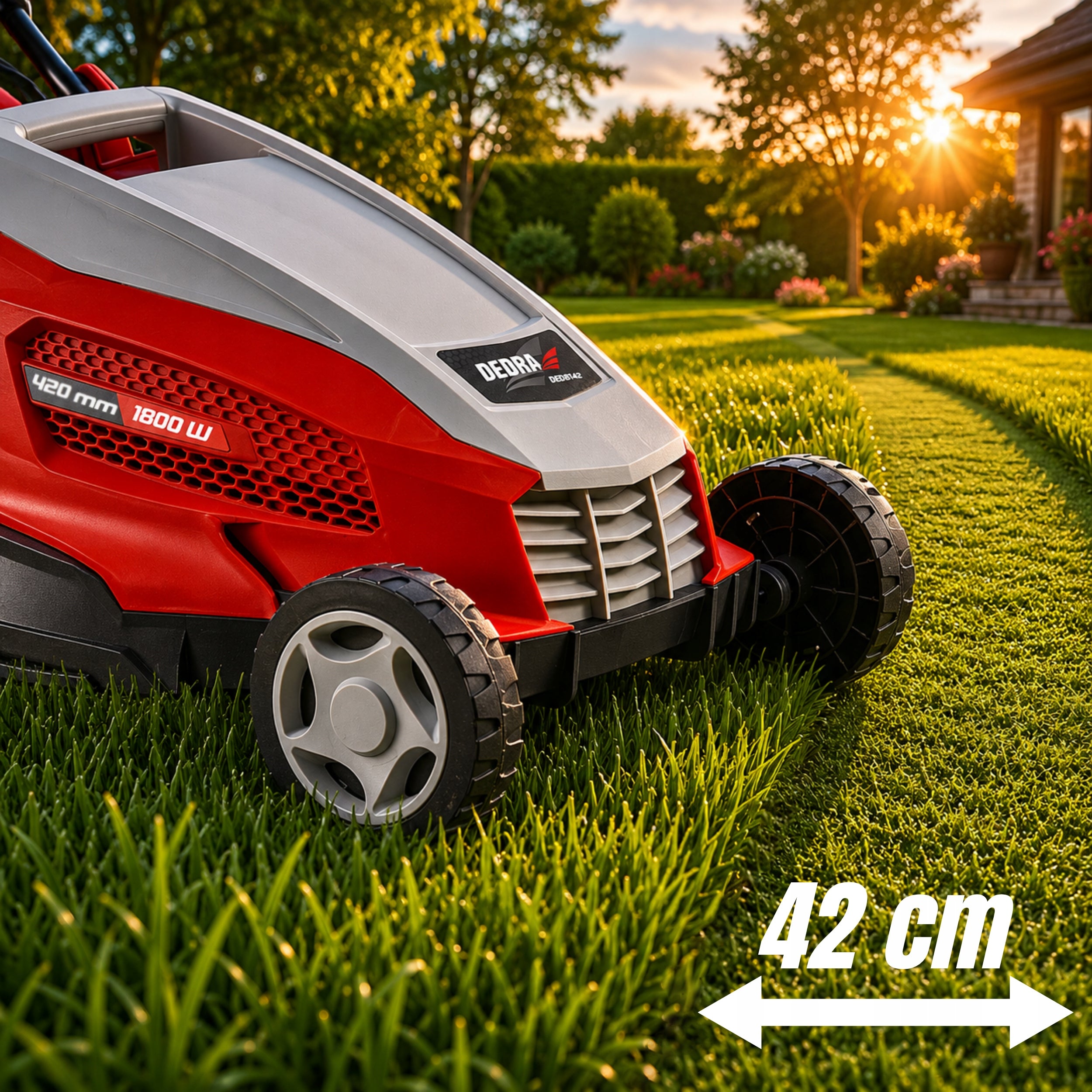 Electric Lawn Mower Engine 1800W 42 cm for Grass Basket 40 Liters Strong DEDRA Engine power 1800 W