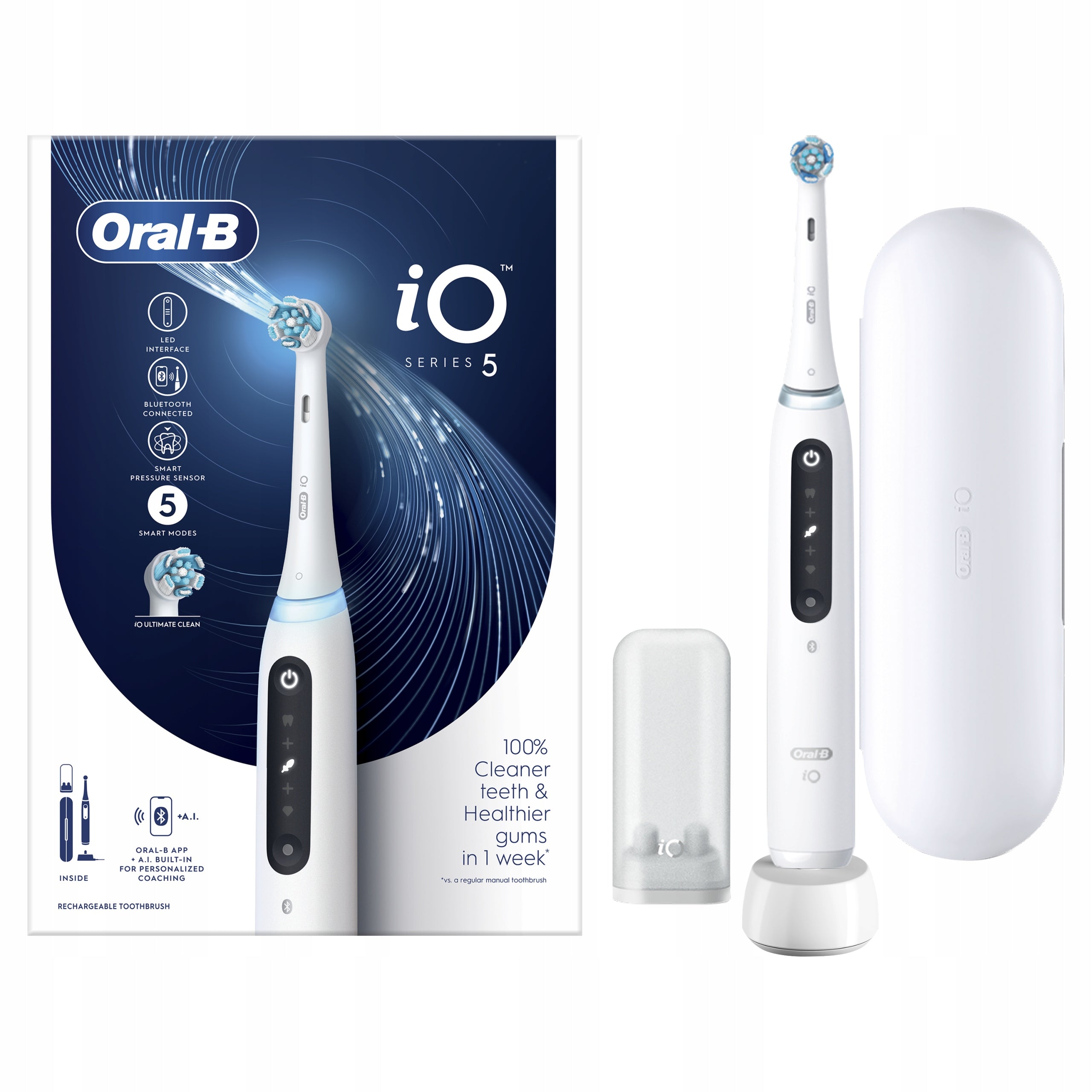 Electric Magnetic Toothbrush Oral-B iO5 White with Case