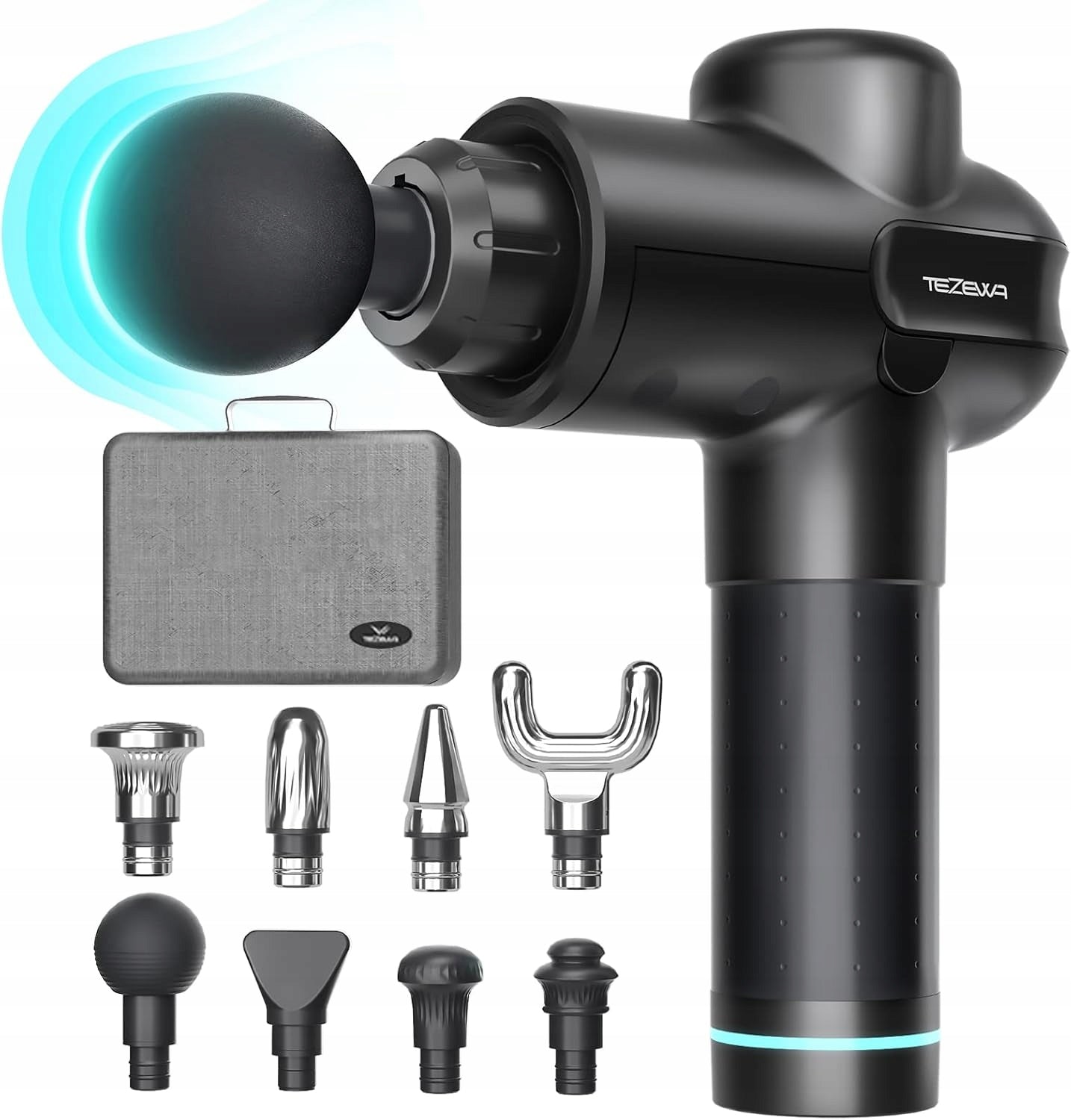 Electric Massage Gun 8 Heads Pain Relief Gym Regeneration Color black