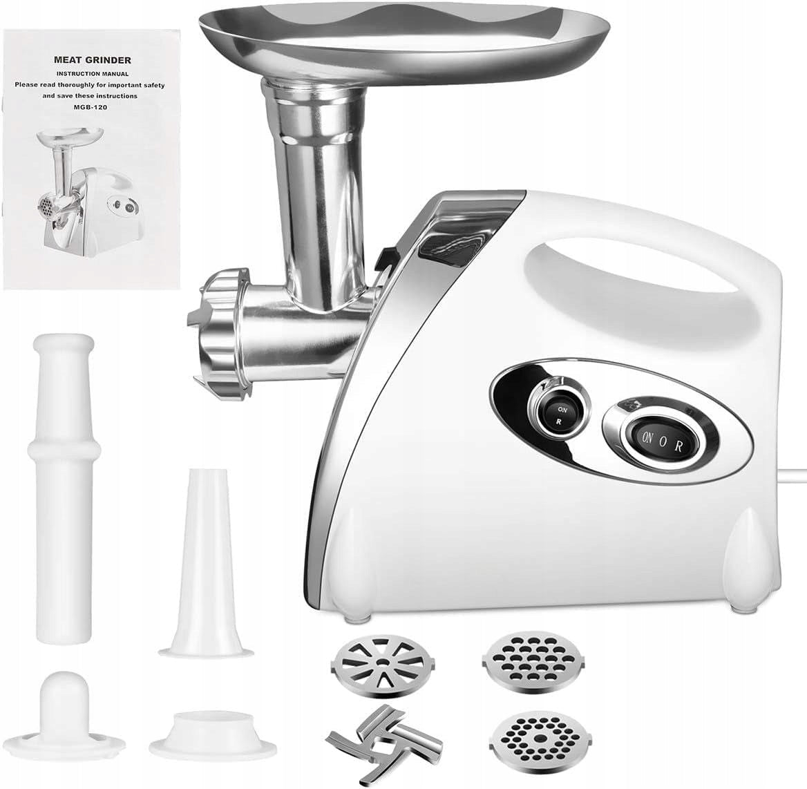 Electric Meat Grinder, Front/Rear Rotation Color White Manufacturer code 447777894