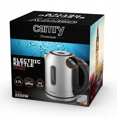 Electric Metal Kettle 1,7 L Various Functions Adjustable Temp LED Camry Dominant color silver/gray
