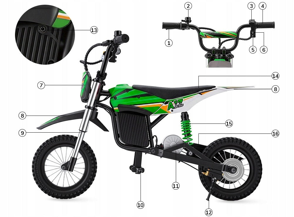 Electric Motorcycle for Children ISCOOTER A12 350W 36V4.5Ah 25km/h 20KM 12" Packaging status original